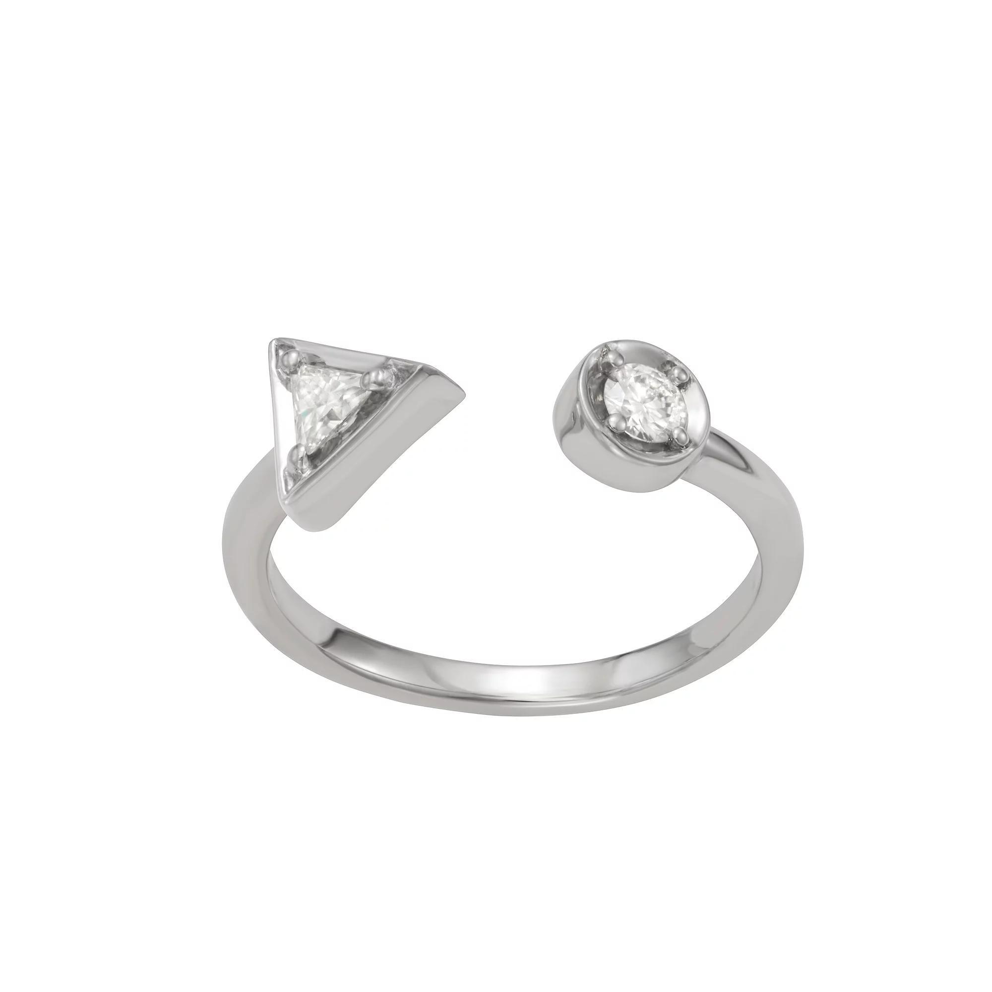 Moissanite Outlet Sterling Silver 1/5 Carat T.W. Triangle & Round Lab-Created Moissanite Two-Stone Ring, Women's, Size: 8 Product Image