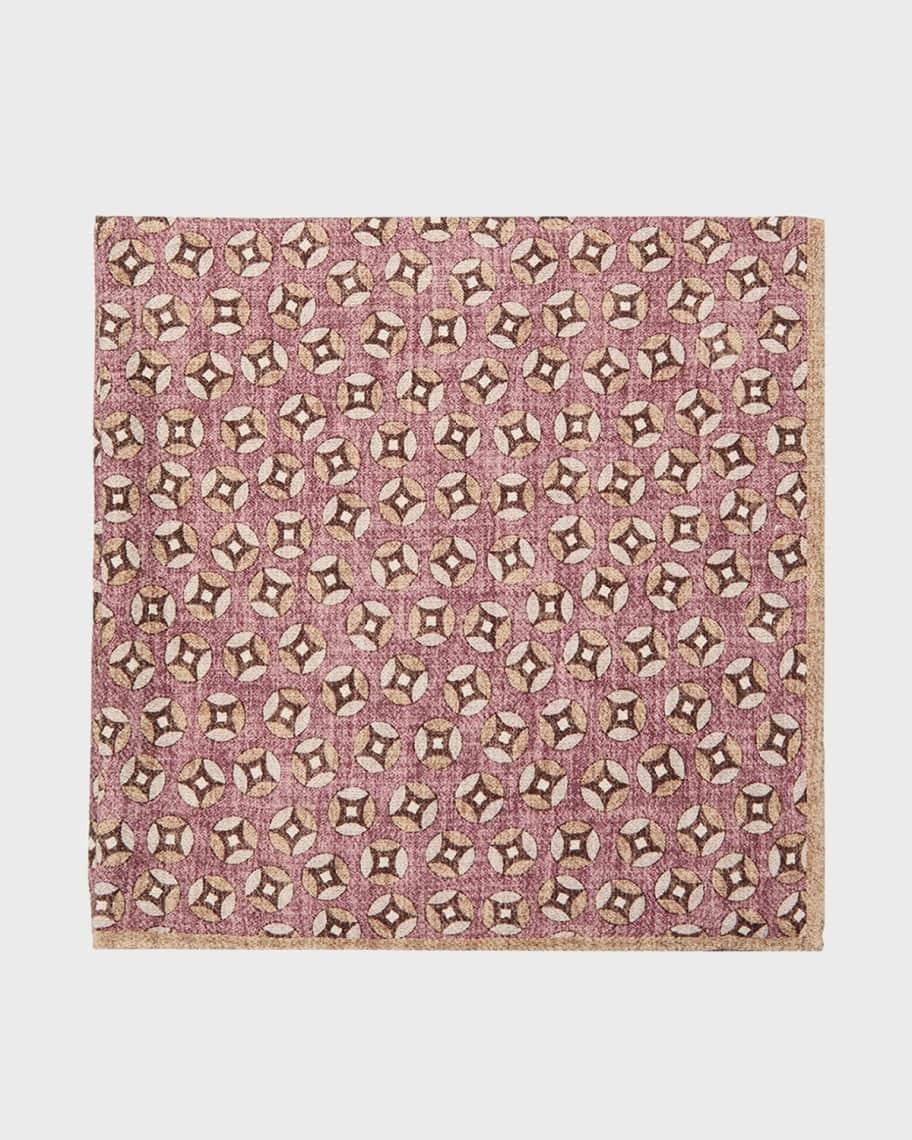 Mens Geometric Design Silk Pocket Square Product Image