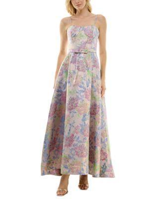 Taylor Womens Metallic Floral-Jacquard Gown Product Image
