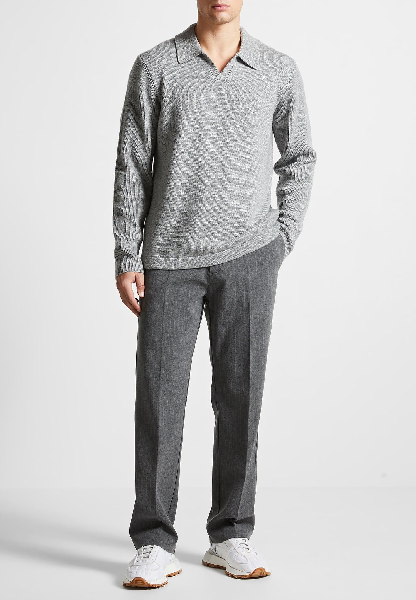 Relaxed Fit Pinstripe Tailored Trousers - Grey Male Product Image