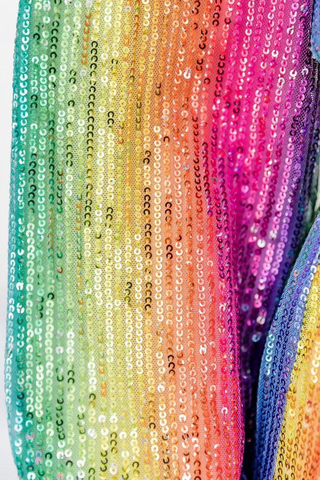Light Up My World Rainbow Striped Sequin Mini Dress FINAL SALE Product Image