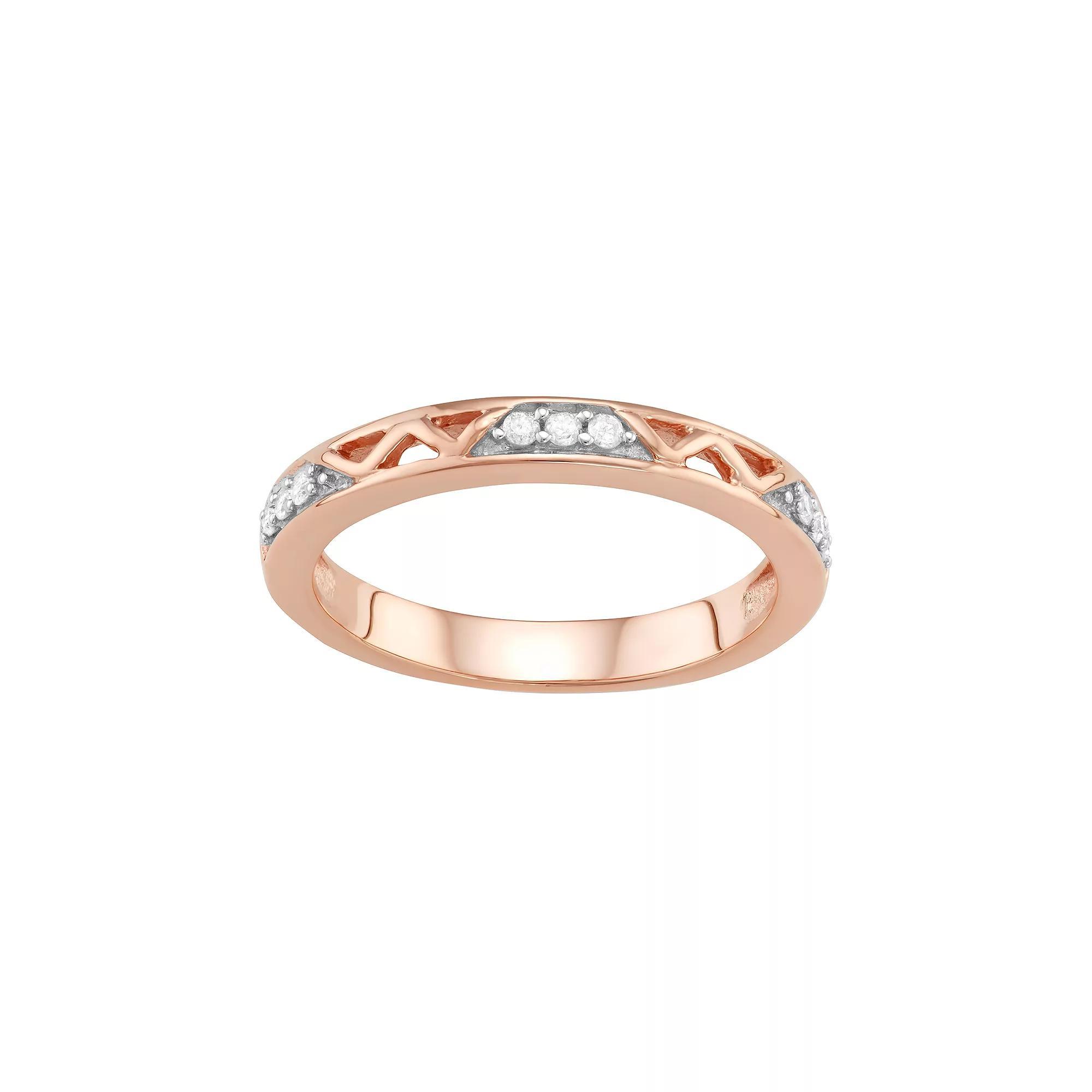 Jewelexcess Sterling Silver 1/10 Carat T.W. Diamond Openwork Ring, Women's, Size: 7, Rose Gold Tone Product Image