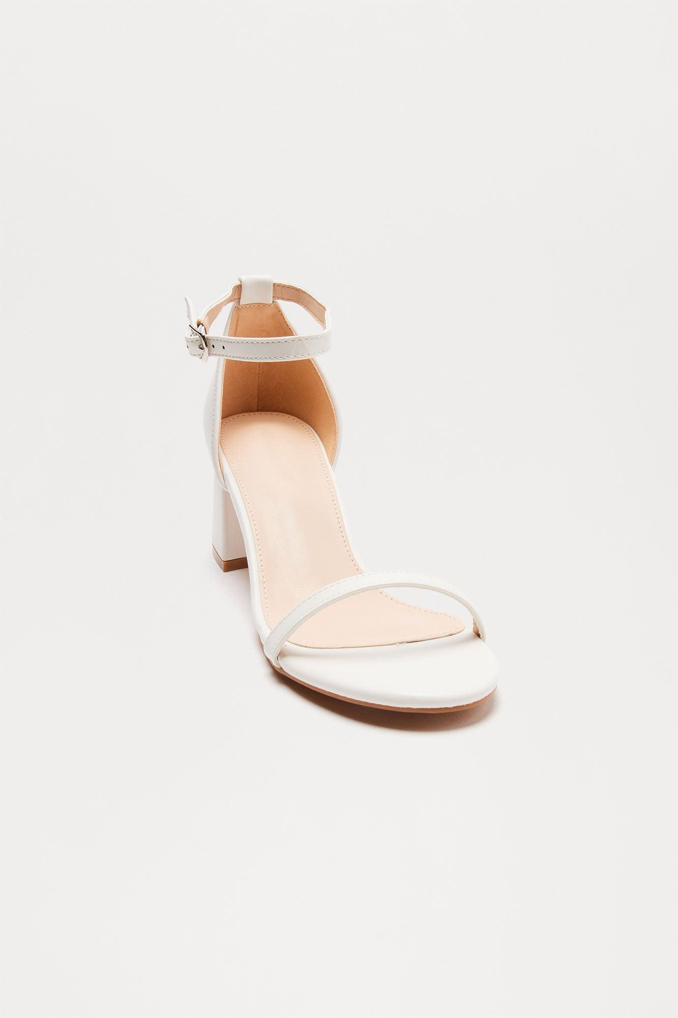 Klio Ankle Strap Heels - White Product Image
