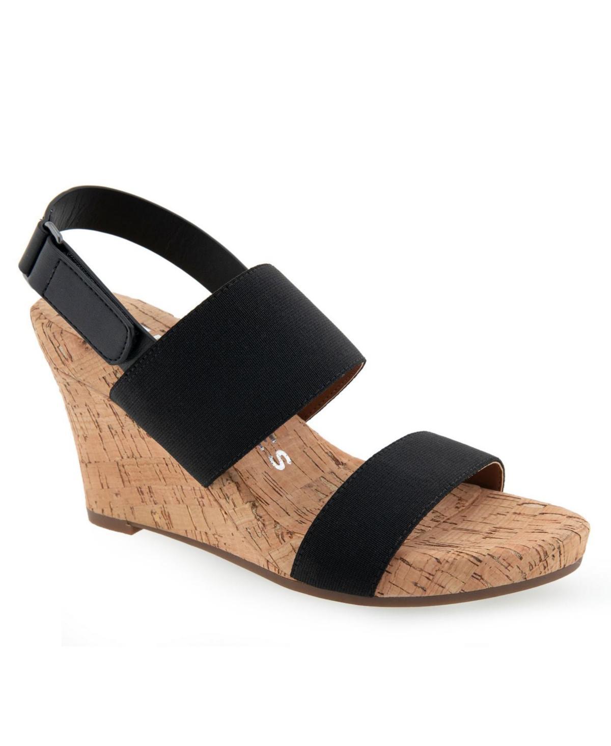 Aerosoles Phoenix Women's Wedge Sandals, Size: 11, Black Elastic Product Image