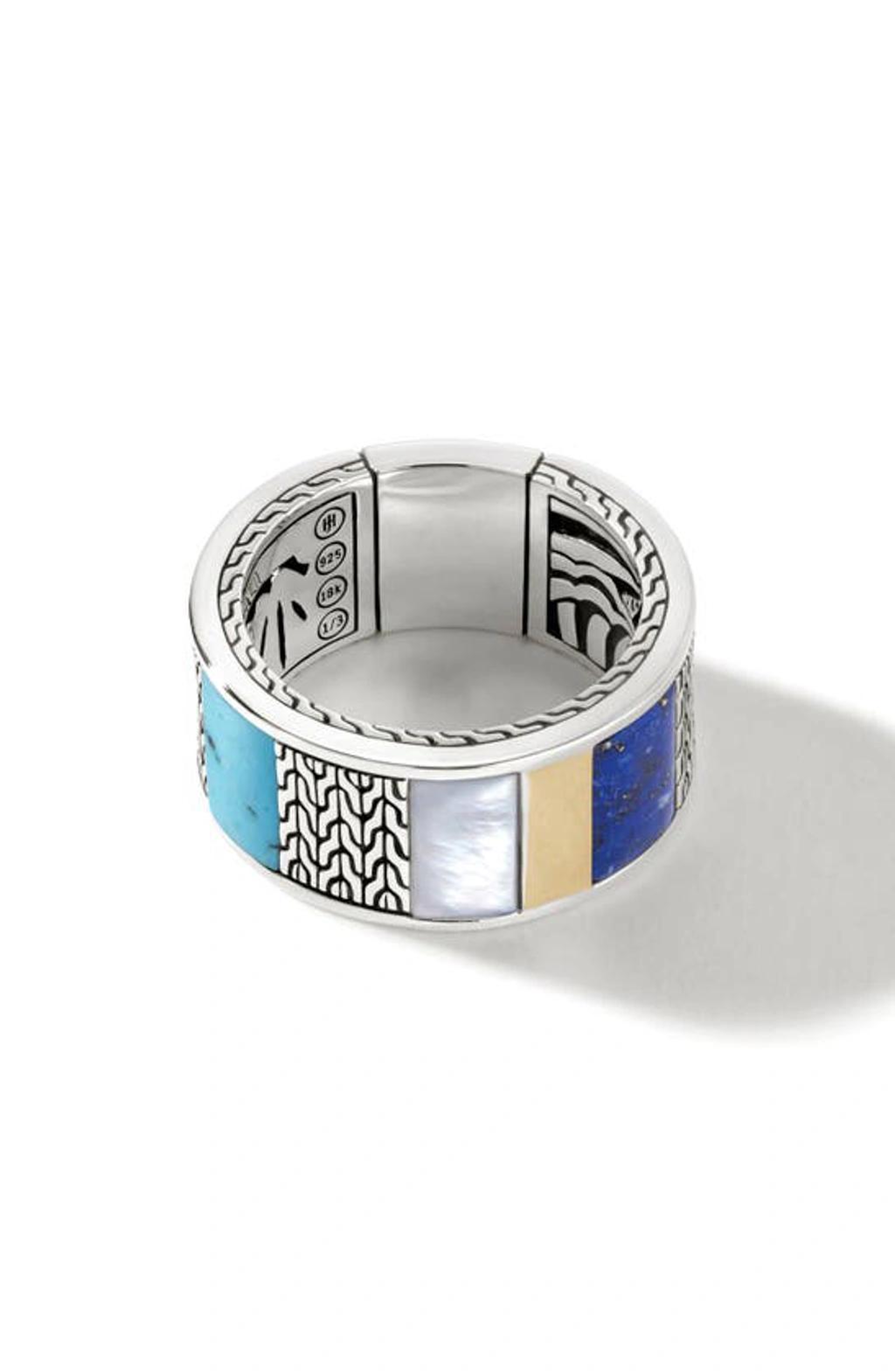 JOHN HARDY Classic Chain Mixed Stone Band Ring In Blue Product Image
