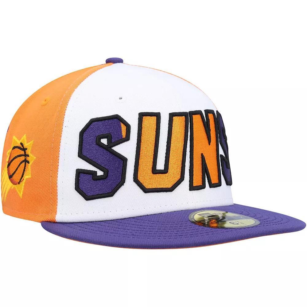 Men's New Era  White/Purple Phoenix Suns Back Half 9FIFTY Fitted Hat, Size: 7 5/8, Phx White Product Image