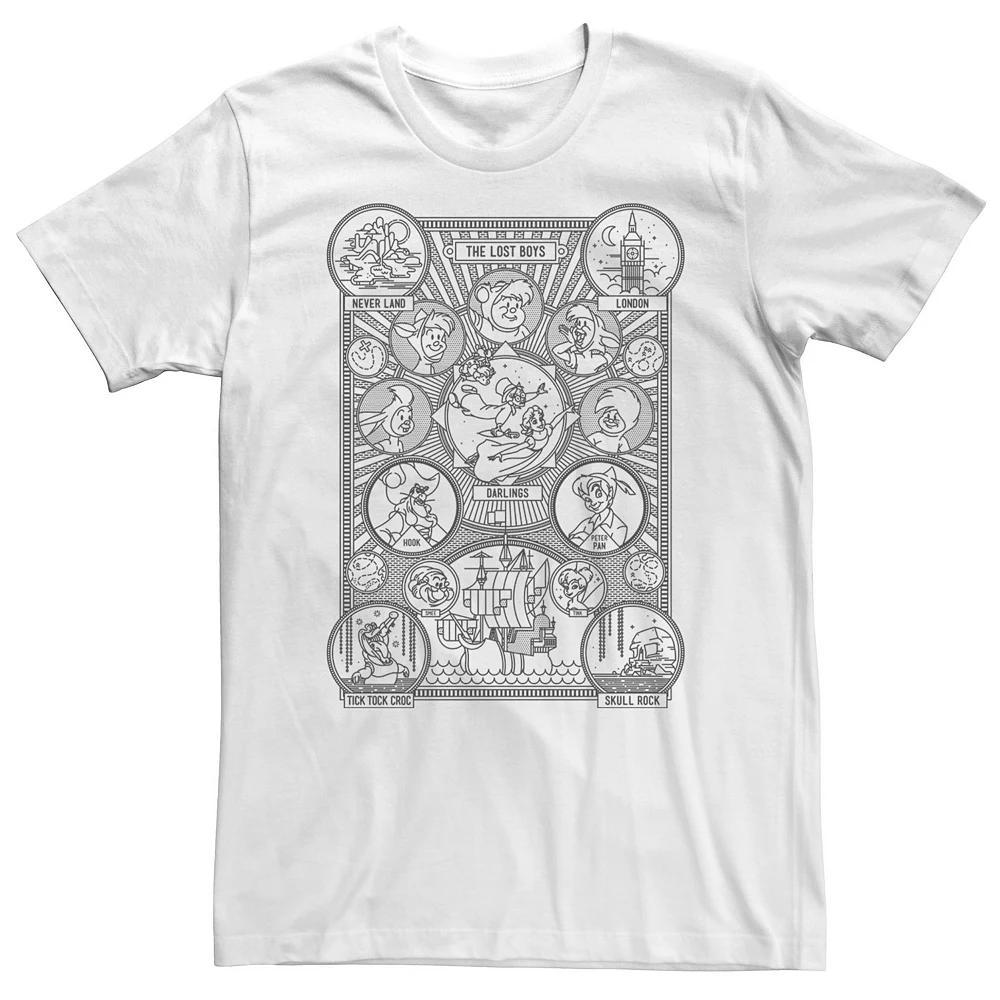 Big & Tall Disney Peter Pan Geometric Line Art Character Poster Tee, Men's, Size: 4XL Tall, White Product Image