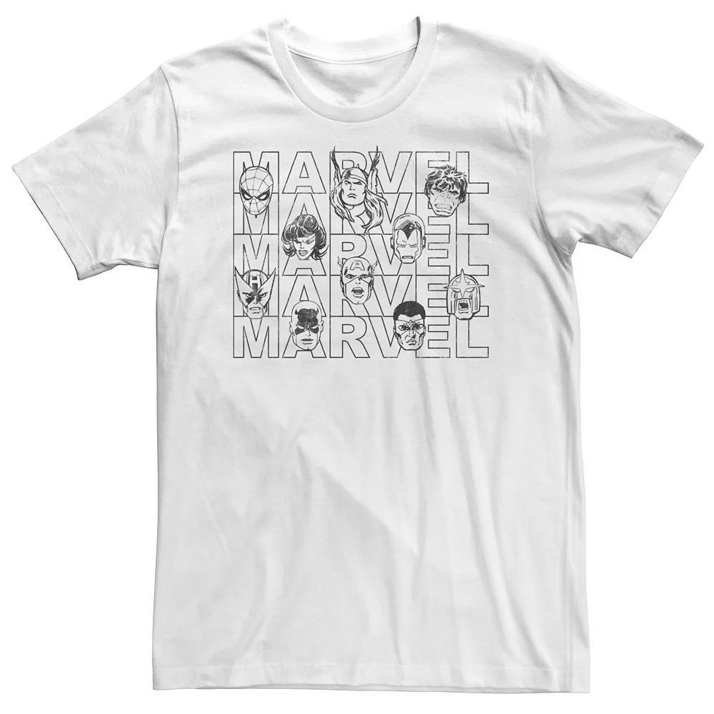 Big & Tall Marvel Character Gradient Line Art Text Tee, Men's, Size: 5XL, White Product Image