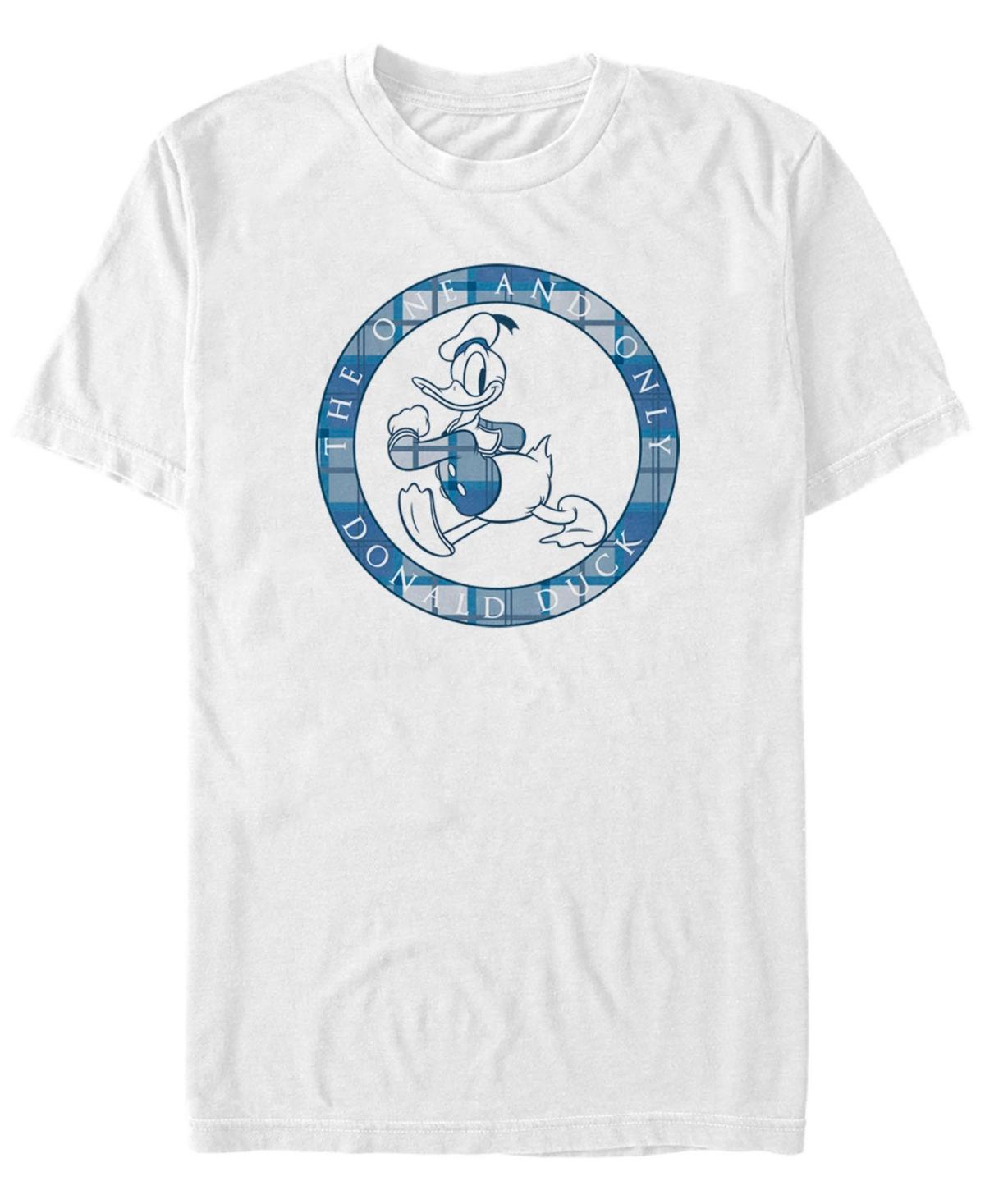 Disney's Donald Duck Plaid Portrait Circle Logo Men's Tee, Size: XXL, White Product Image