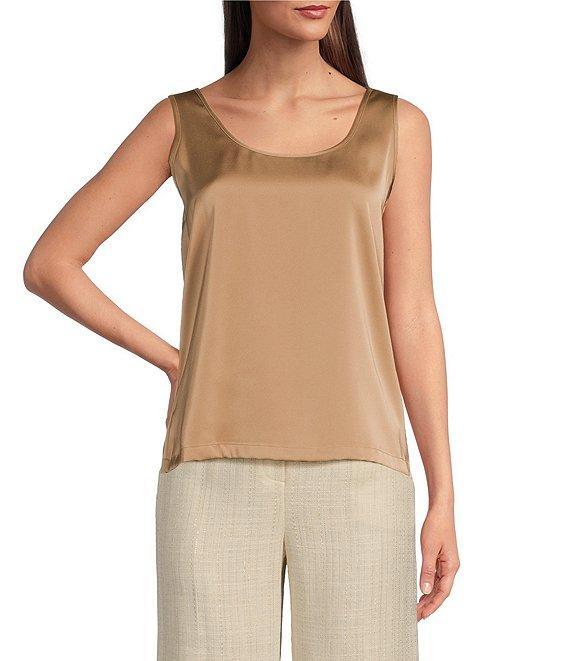 Donna Karan Charmeuse Scoop Neck Sleeveless Layering Fitted Cami Product Image