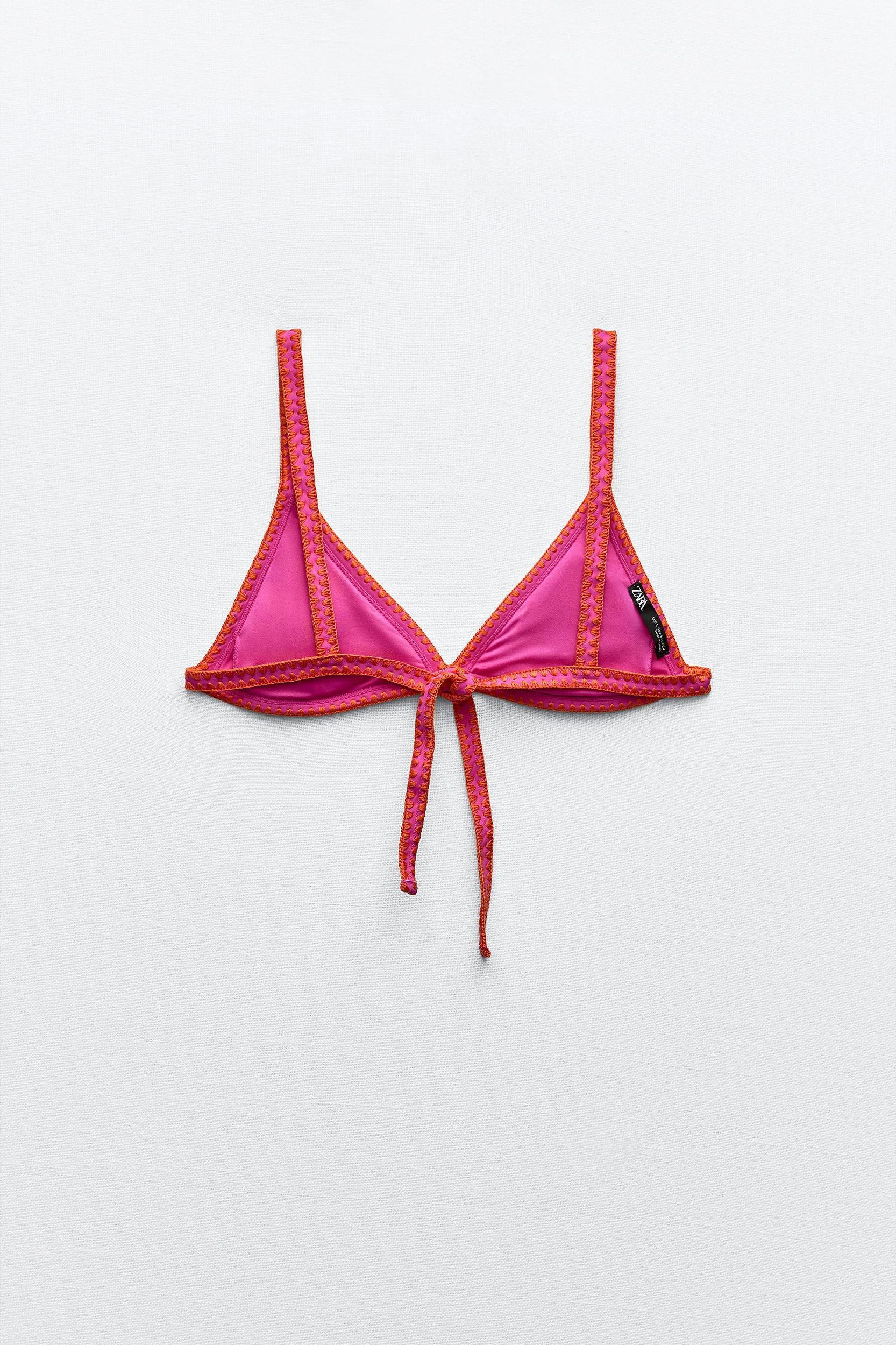 TOPSTITCHED TRIANGLE BIKINI TOP Product Image