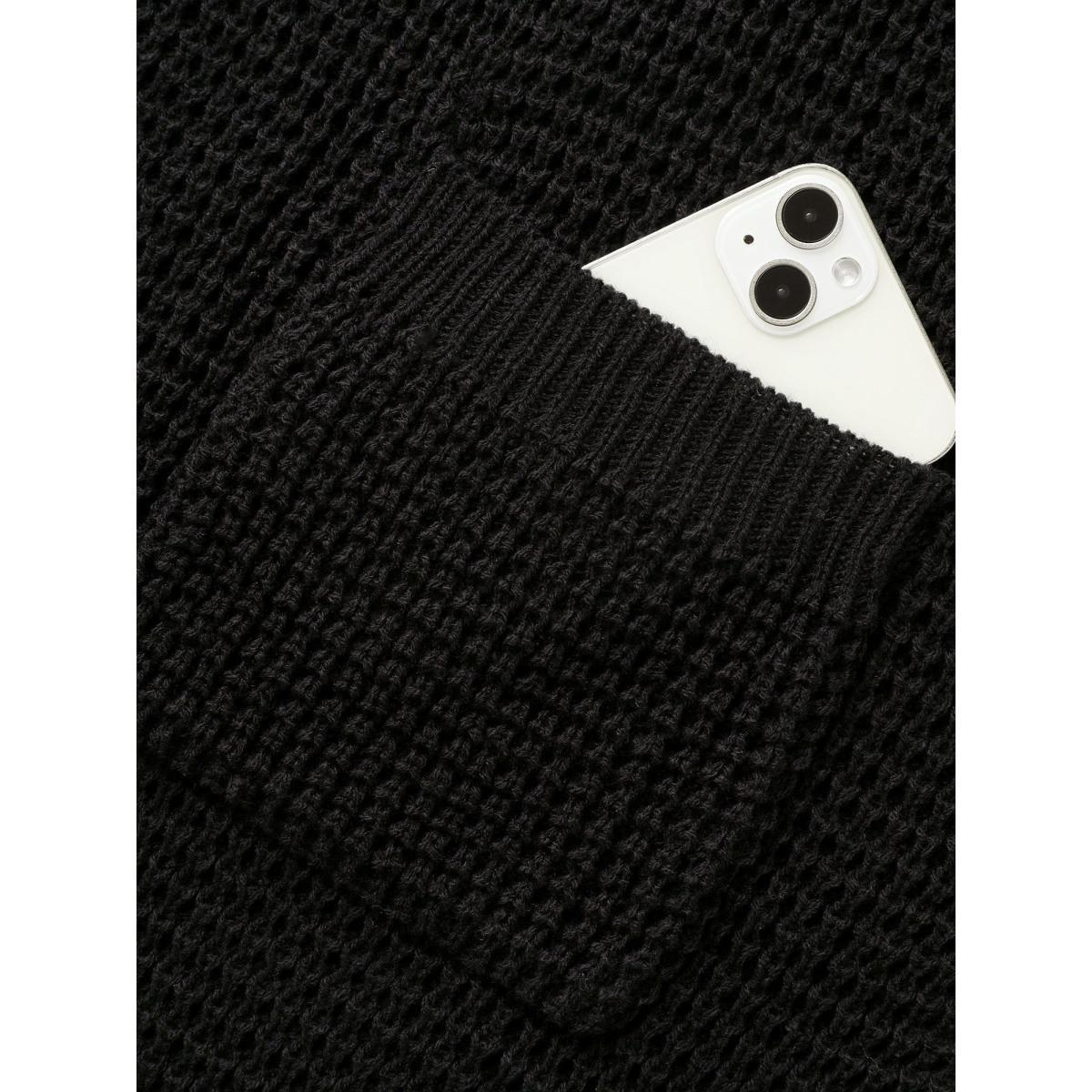 Plus Size Crochet Floral Drop Shoulder Cut Out Cardigan Black Women Resort Loose Long Sleeve Vacation Cardigans BloomChic 12/L Product Image