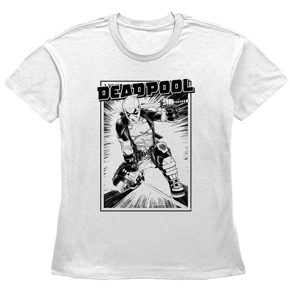 Women's Marvel Deadpool Samurai Stance Graphic Tee, Size: Medium, White Product Image