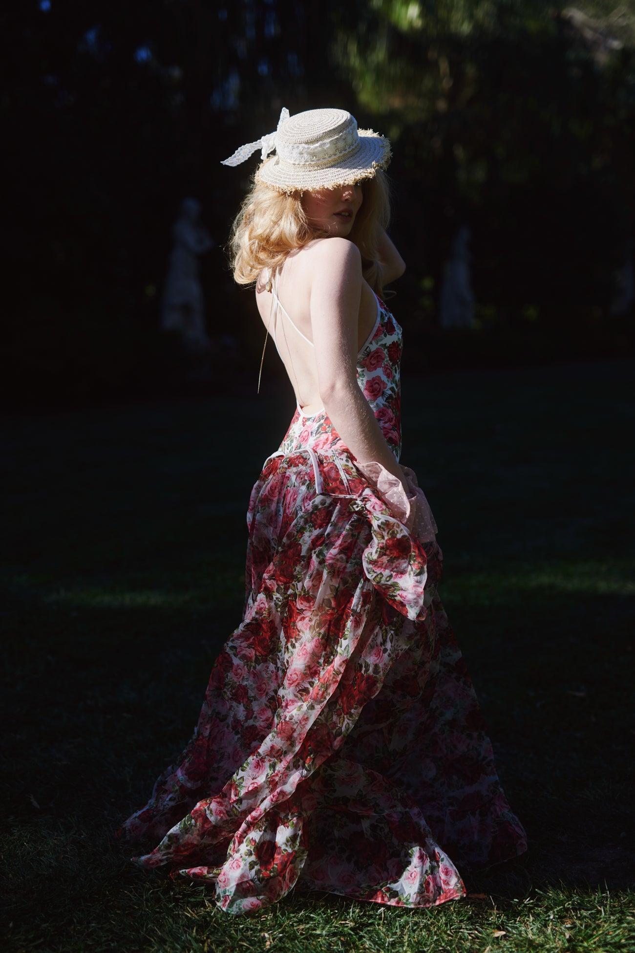 Roses Are Red Sheer Delight Ruffle Gown Product Image
