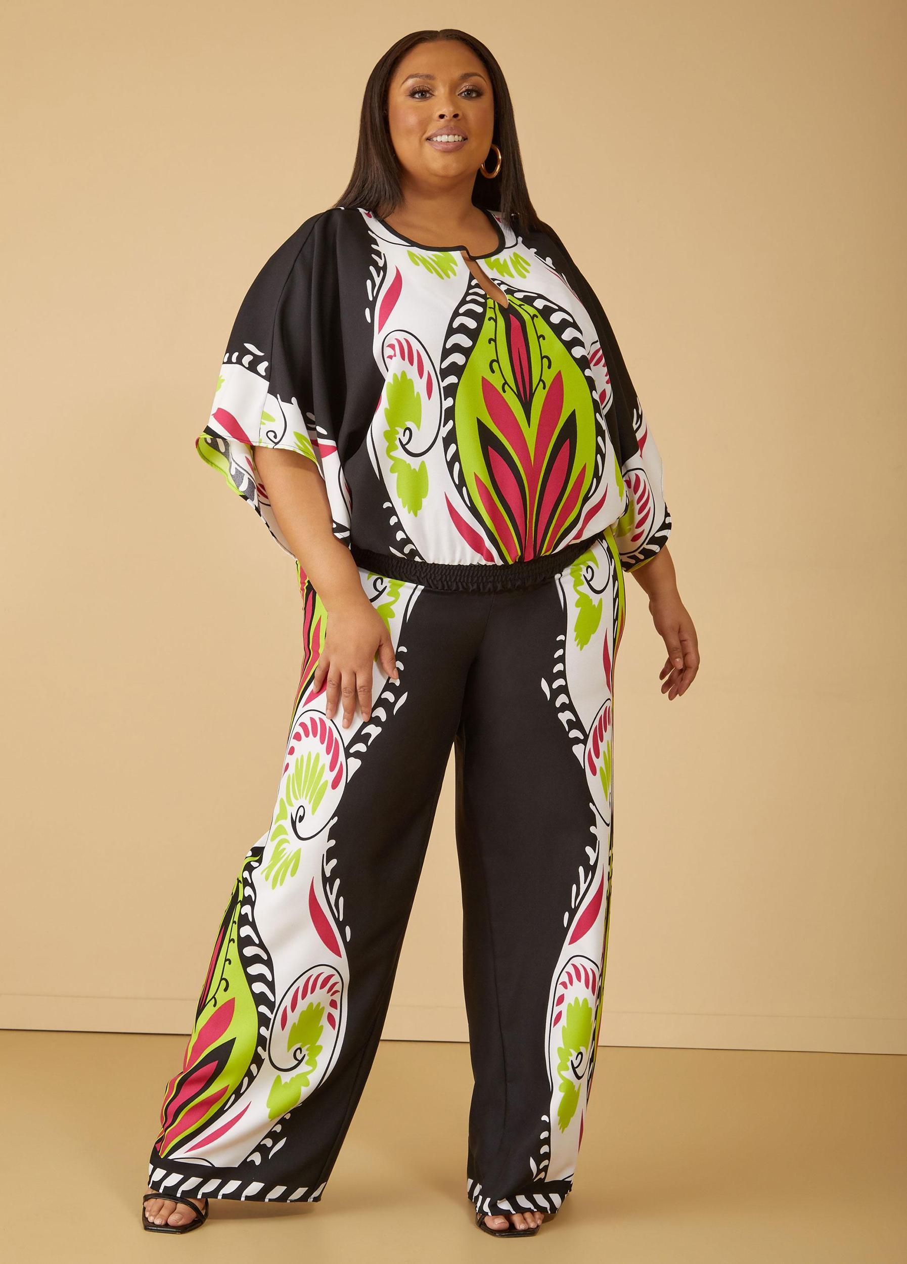 Printed Crepe Keyhole Blouse Product Image