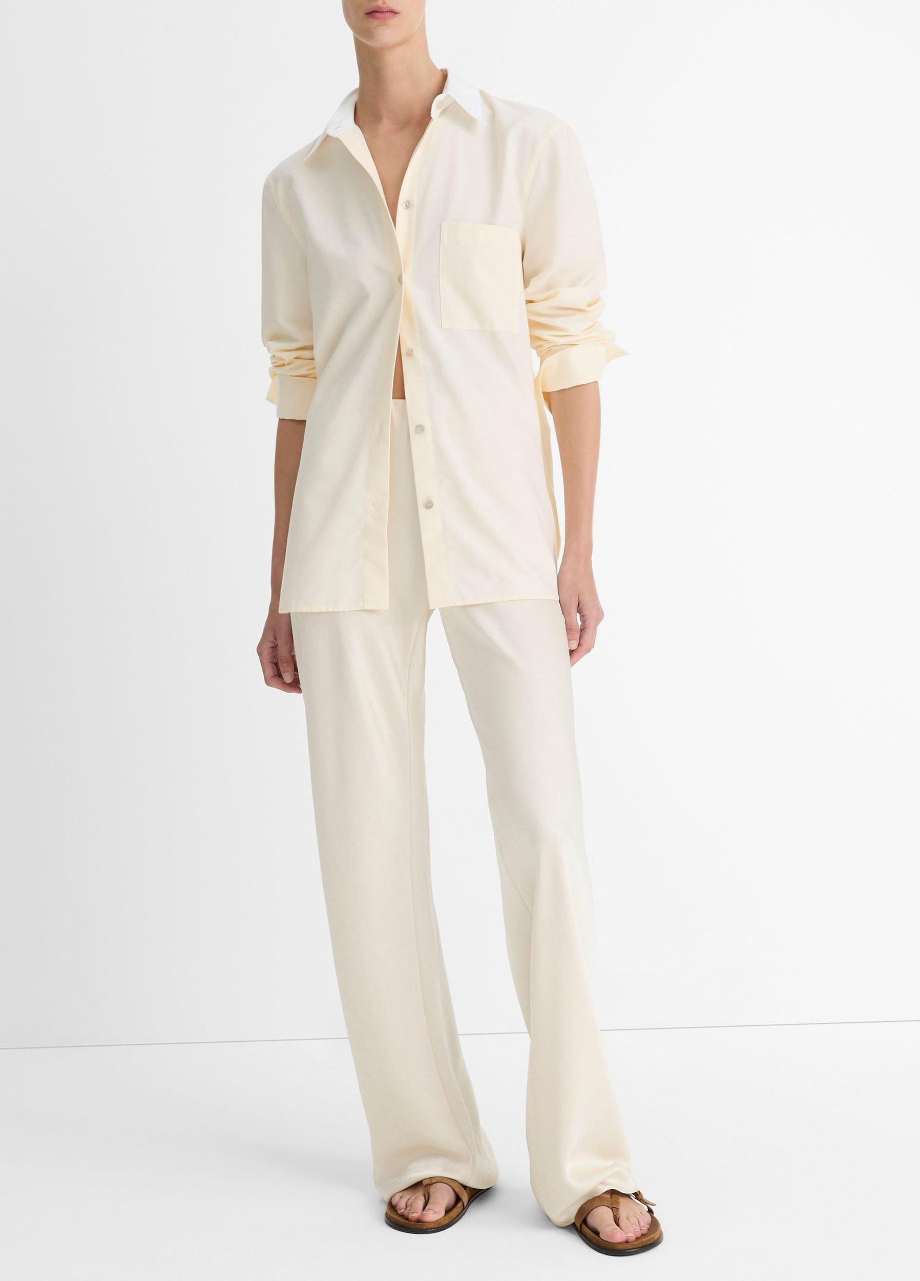 Contrast-Collar Cotton Oxford Shirt Product Image