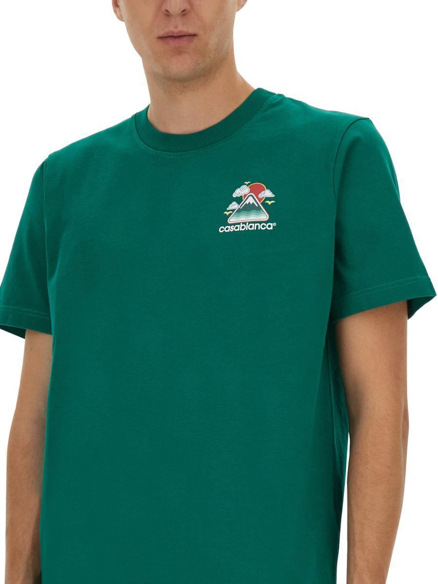 CASABLANCA Mens Montagne Ondulee Brand-print Cotton-jersey T-shirt In Green Product Image