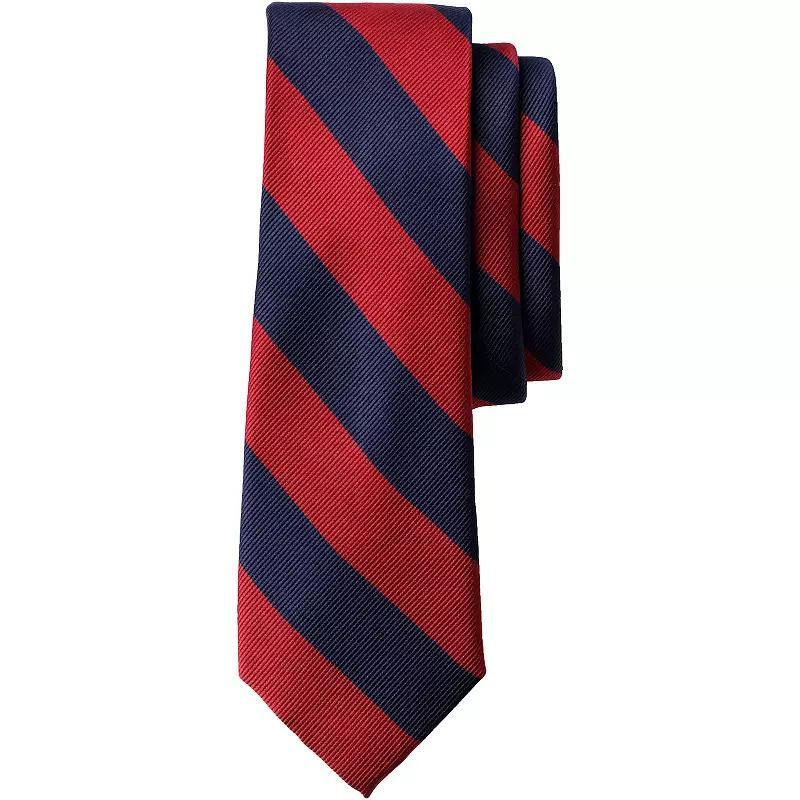 Kids Lands' End School Uniform Stripe Pre-Tied Tie, Size: Small, Classic Navy Red Product Image