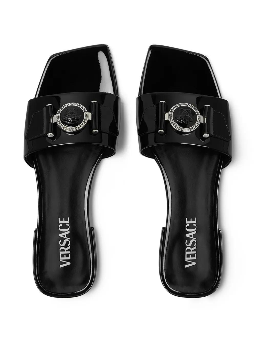 Medusa patent-finish leather sandals Product Image