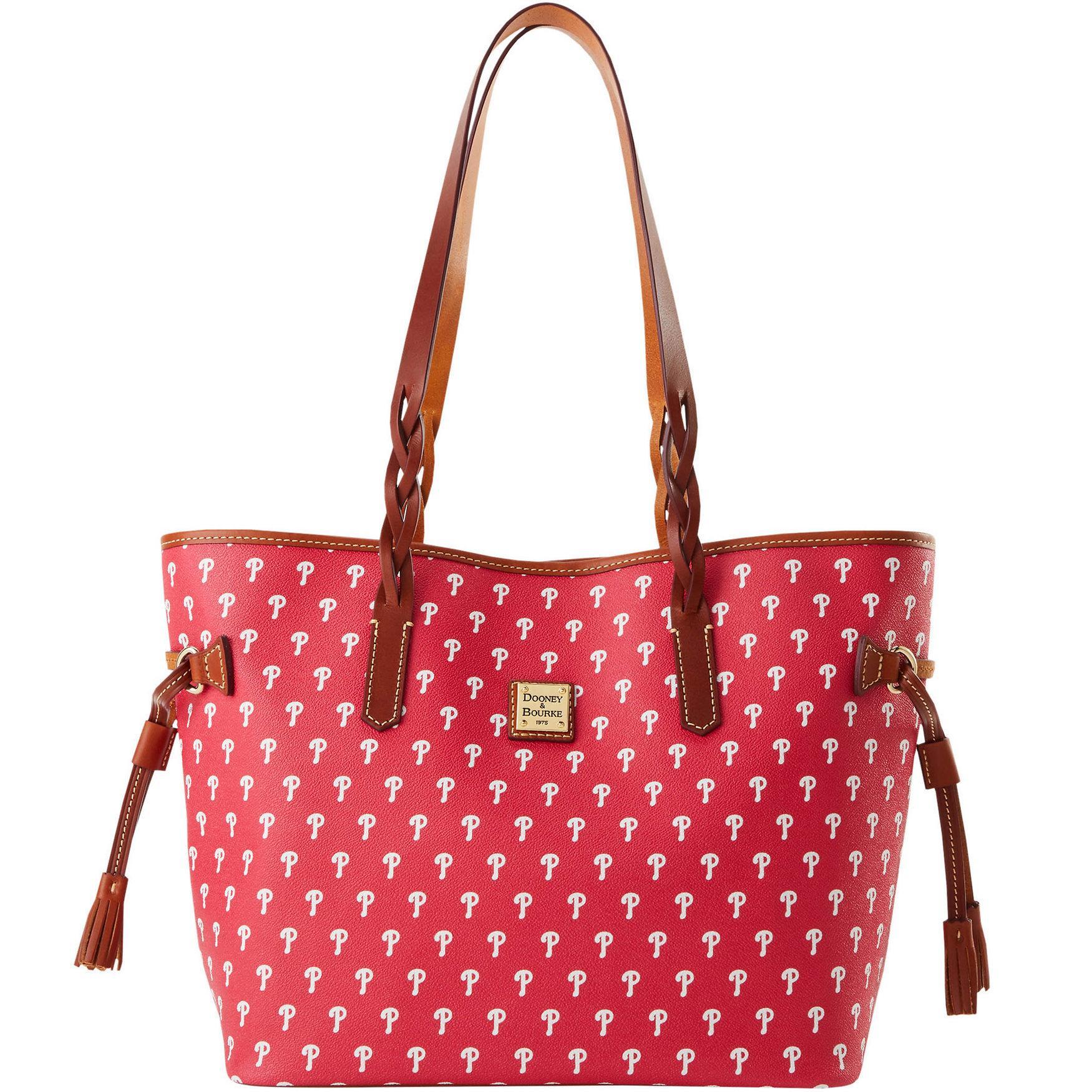 Dooney & Bourke Womens MLB Phillies Bailey Coated Cotton Tote Bag in Red Product Image