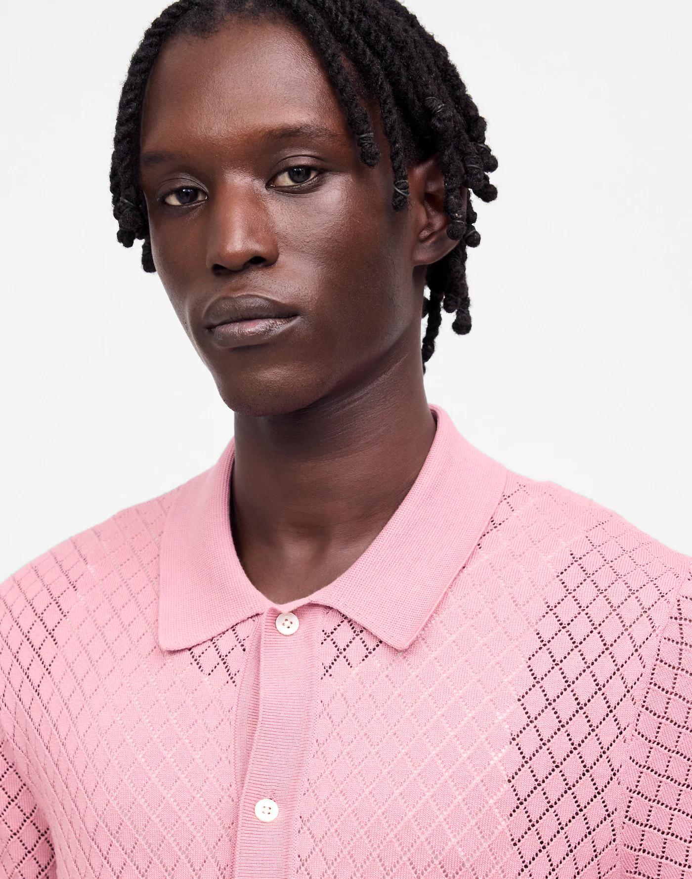 Diamond Pointelle-Stitch Sweater Polo Product Image