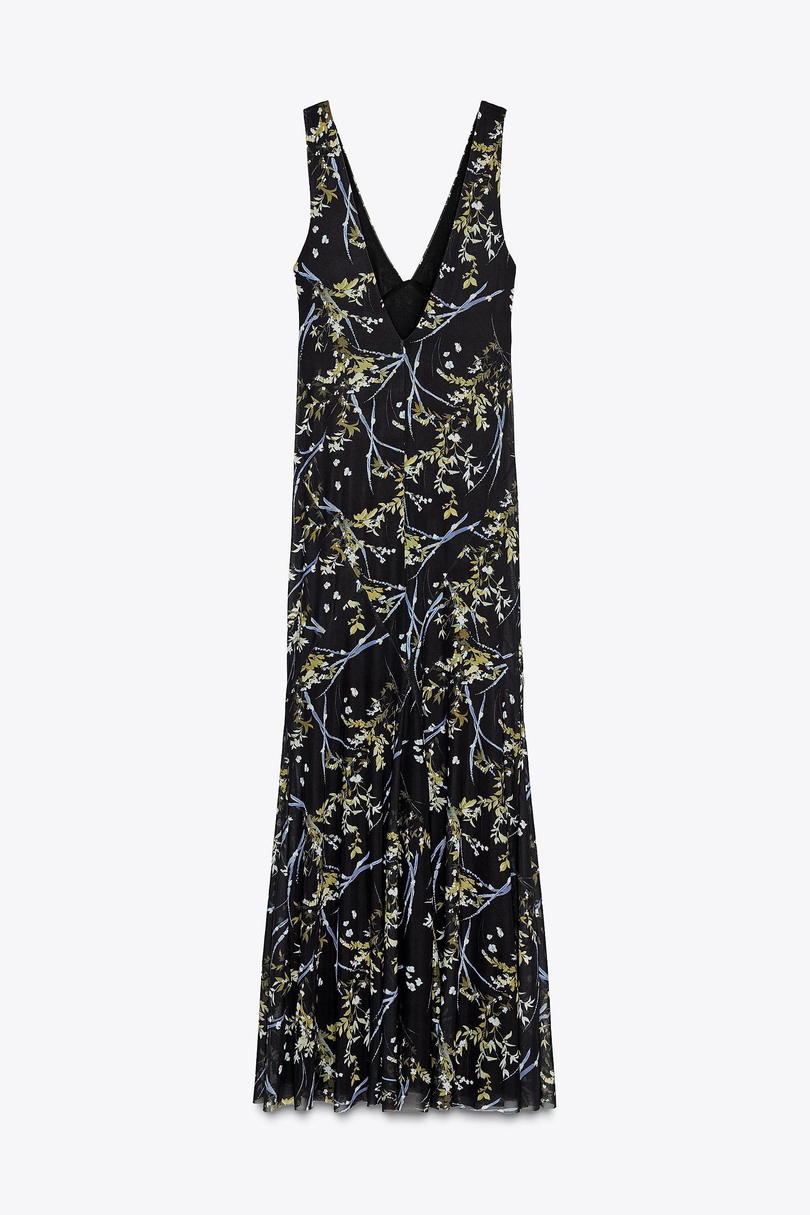 LONG FLORAL TULLE DRESS Product Image