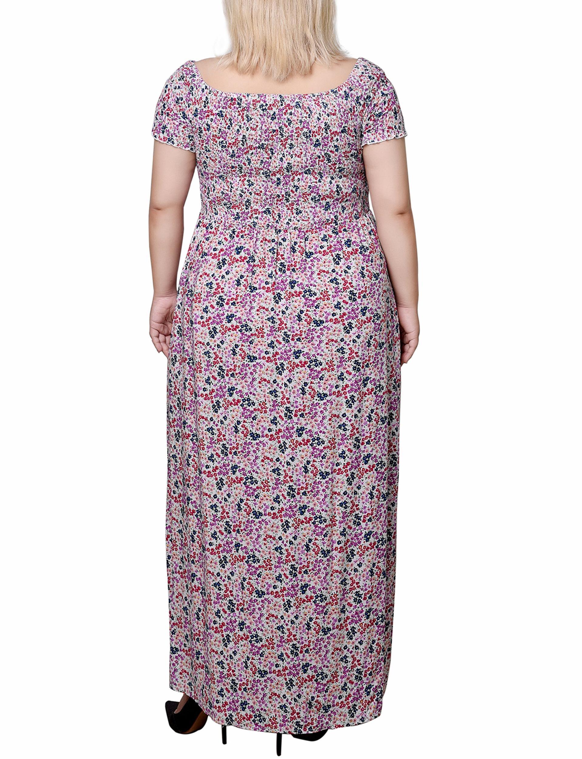 White Smocked Bodice Maxi Dress - Plus Size Product Image