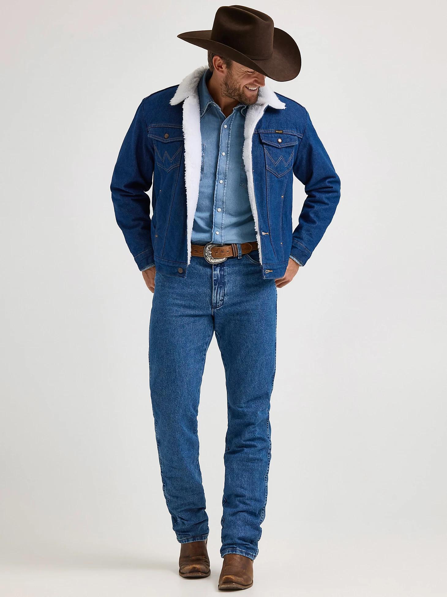 Wrangler® Western Sherpa Lined Denim Jacket | Men's JACKETS & OUTERWEAR | Wrangler® Product Image