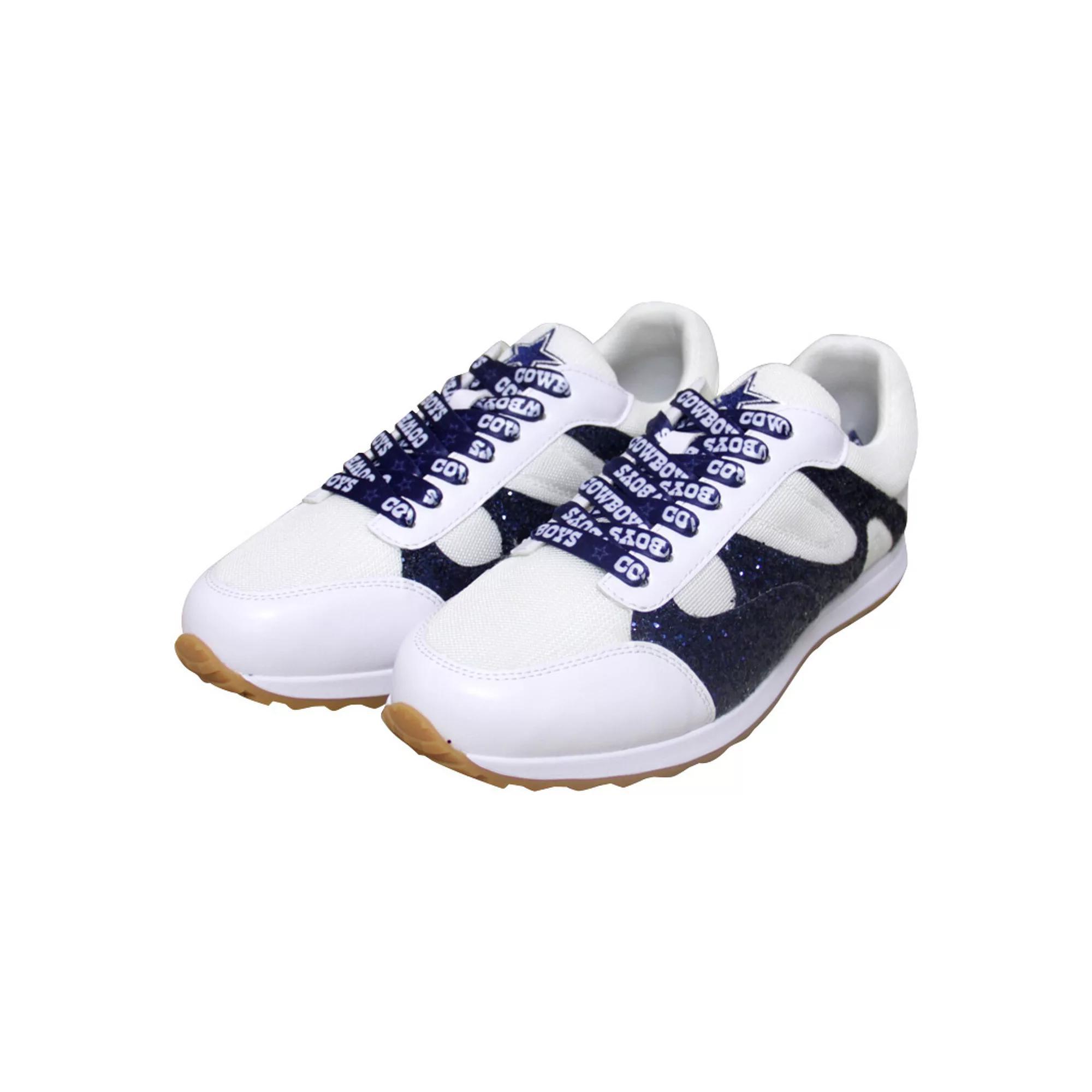 Women's Cuce  White Dallas Cowboys Glitter Sneakers, Size: 7 Product Image