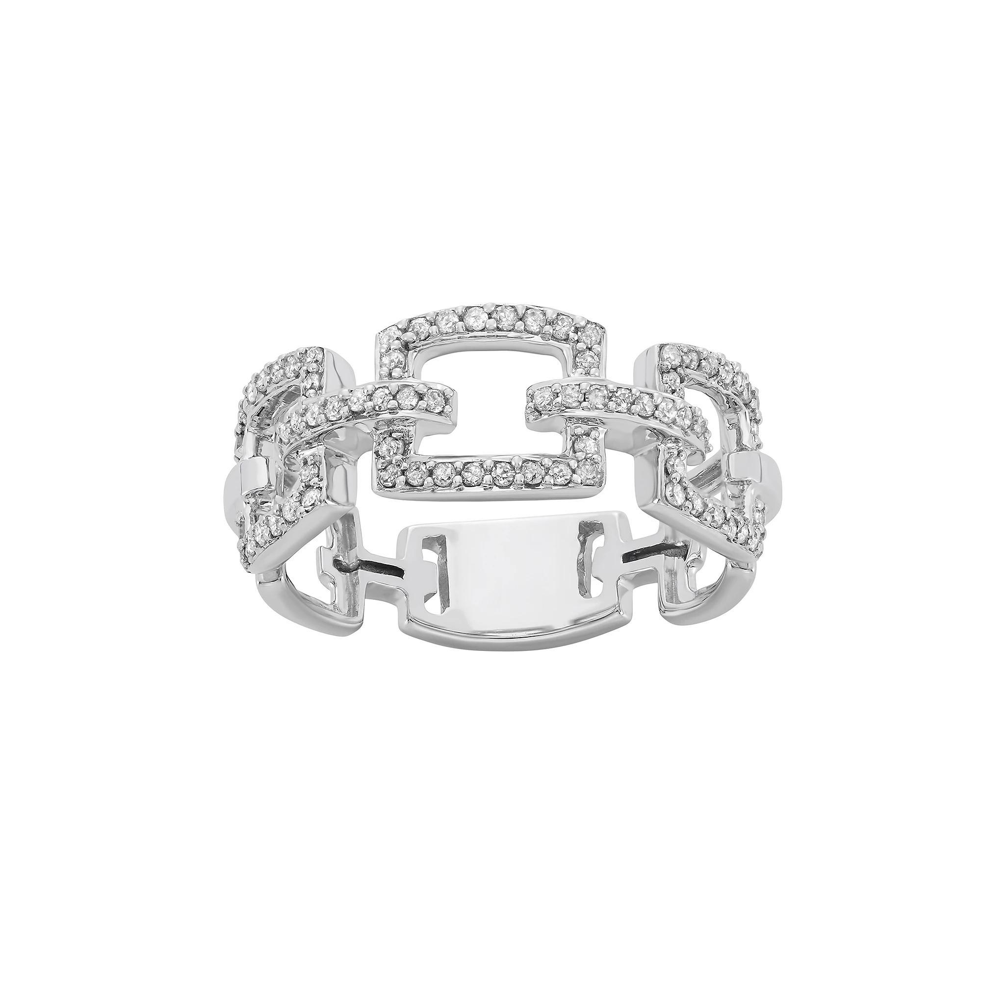 10k White Gold 1/3 Carat T.W. Diamond Large Link Ring, Women's, Size: 7 Product Image