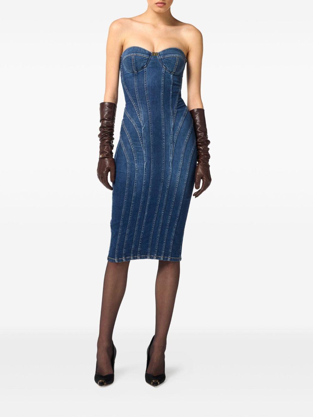 strapless denim midi dress Product Image