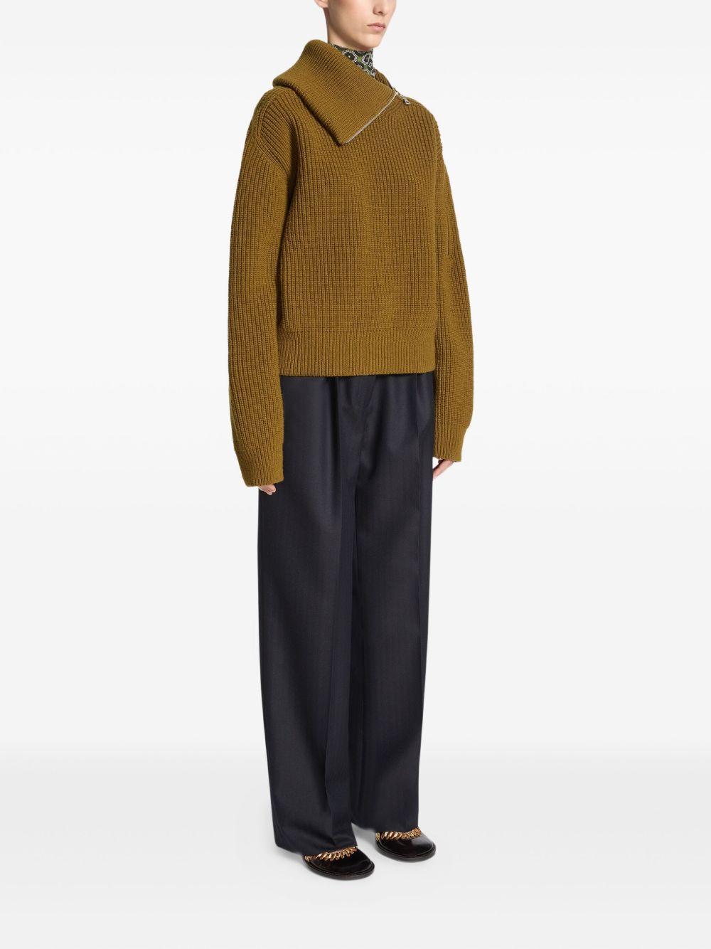 zipped high-neck wool sweater Product Image