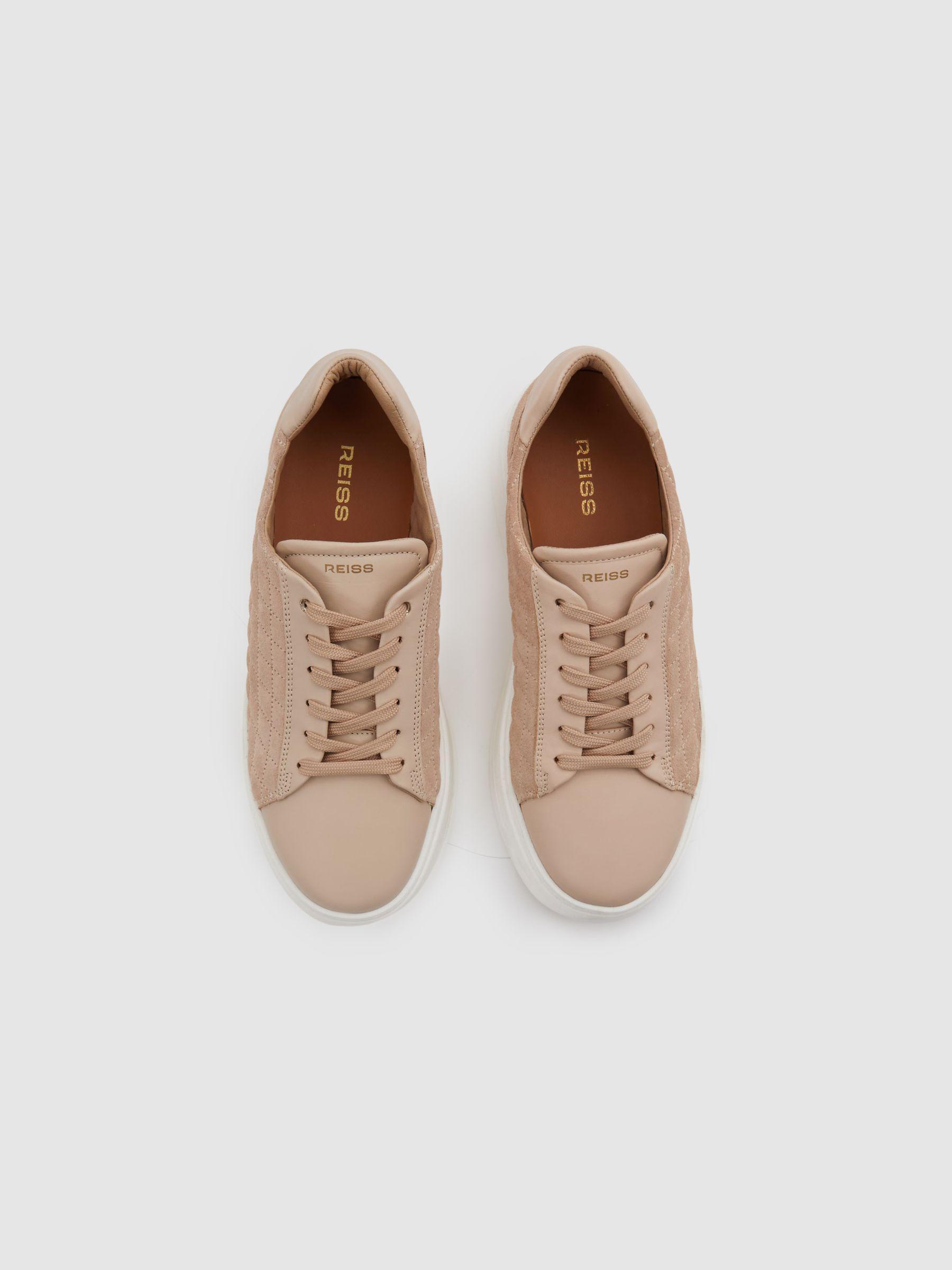 Leather Suede Lattice Trainers in Blush Product Image