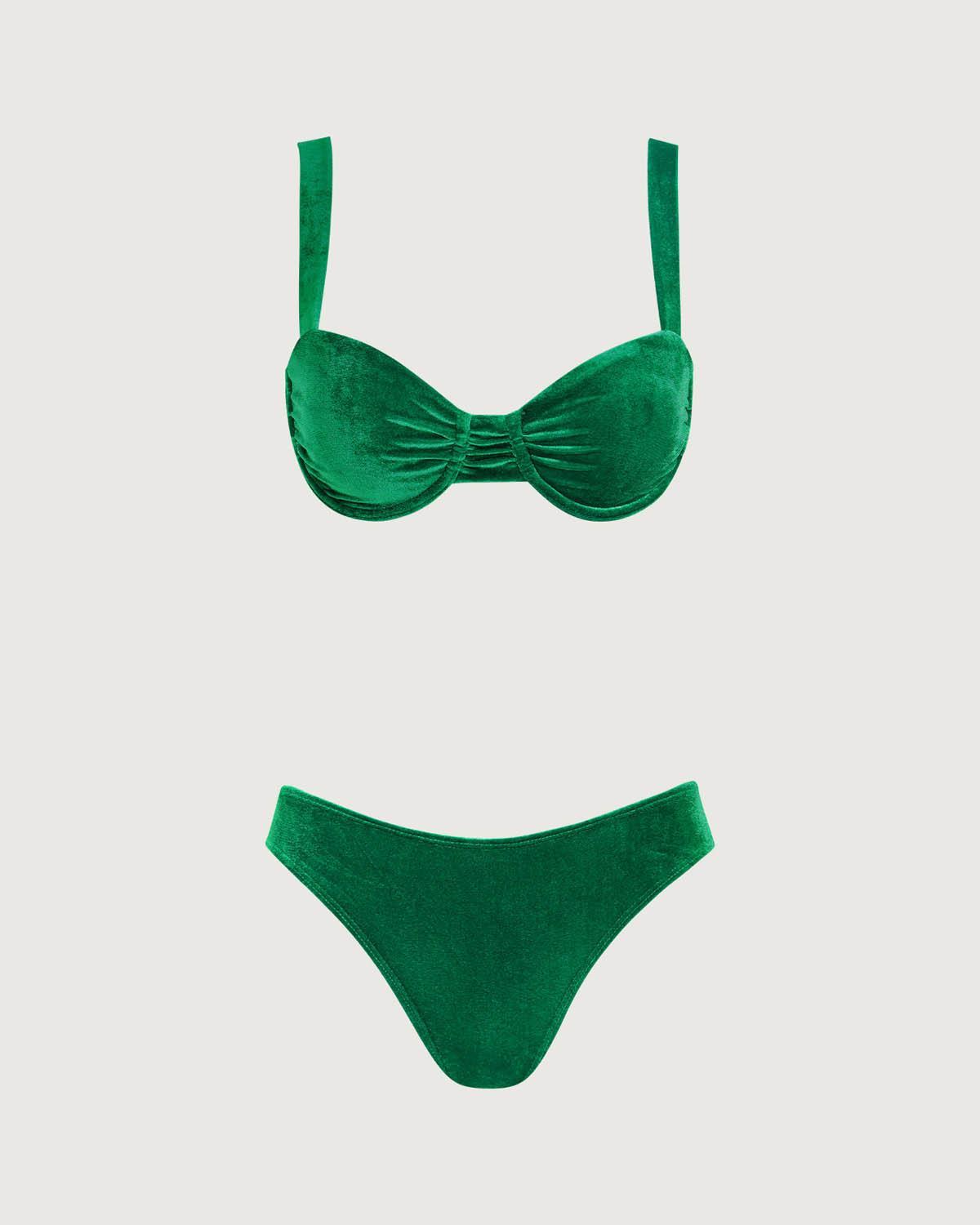 Green Velvet Underwire Bikini Set Product Image