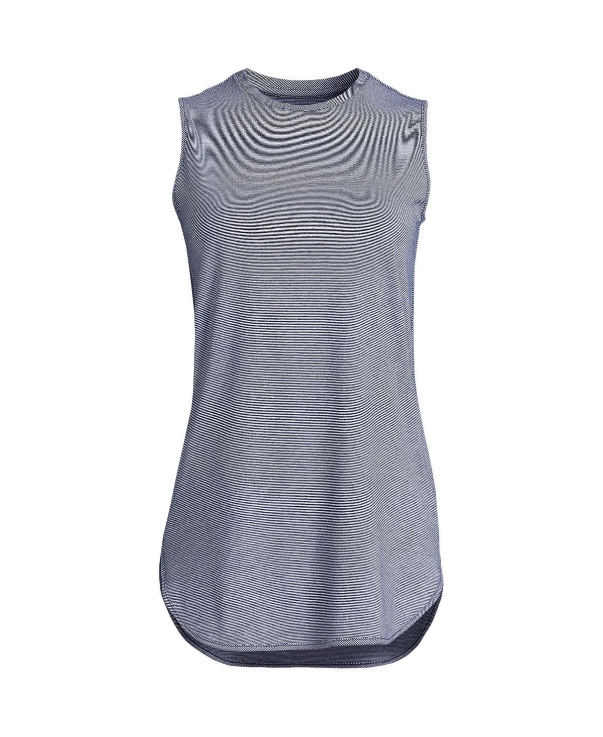 Petite Lands' End Power Performance Tunic Tank Top, Women's, Size: Medium Petite, Black Pinstripe Product Image