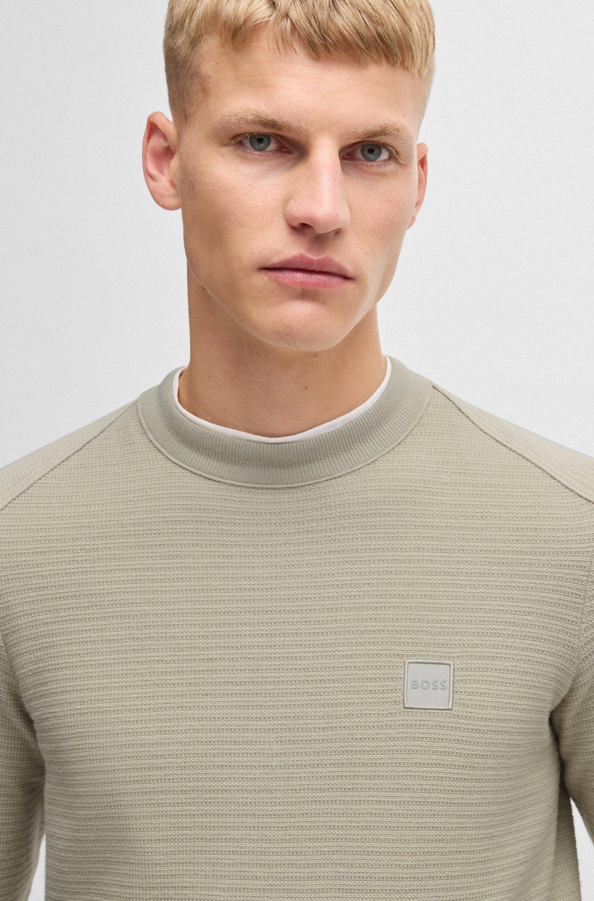 BOSS - Regular-fit sweater in cotton and cashmere - Light Beige Product Image