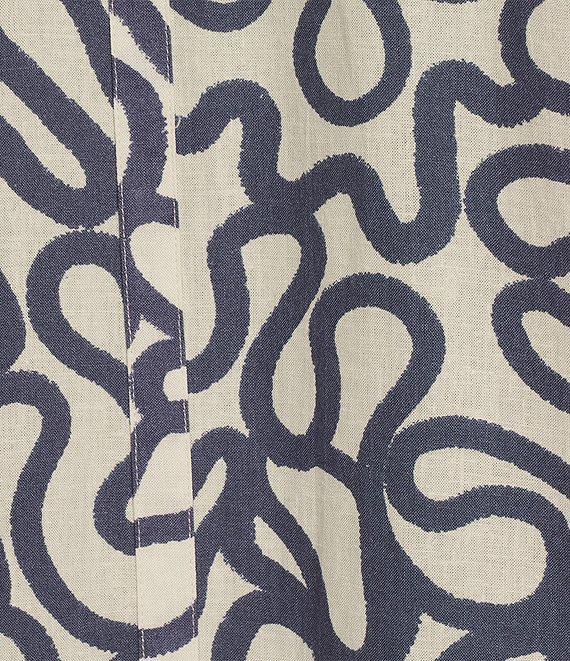 Every Linen Doodle Print Linen Blend V-Neck Long Sleeve Button Front Coordinaitng Blouse Product Image