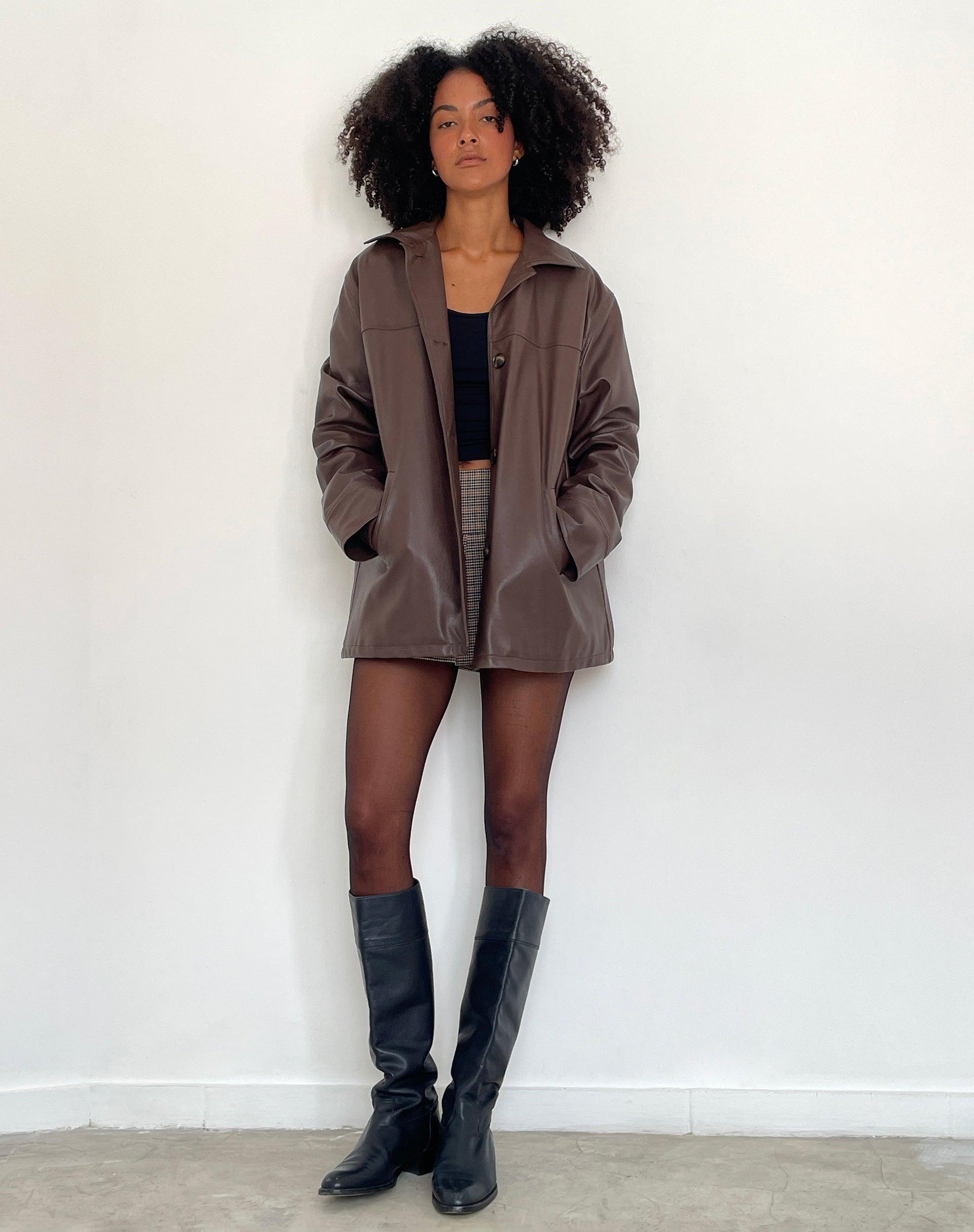 Walta Jacket in PU Truffle Brown Product Image