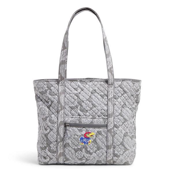 Vera Bradley Collegiate Tote Bag Women in Gray/White Bandana with University of Kansas Logo Product Image