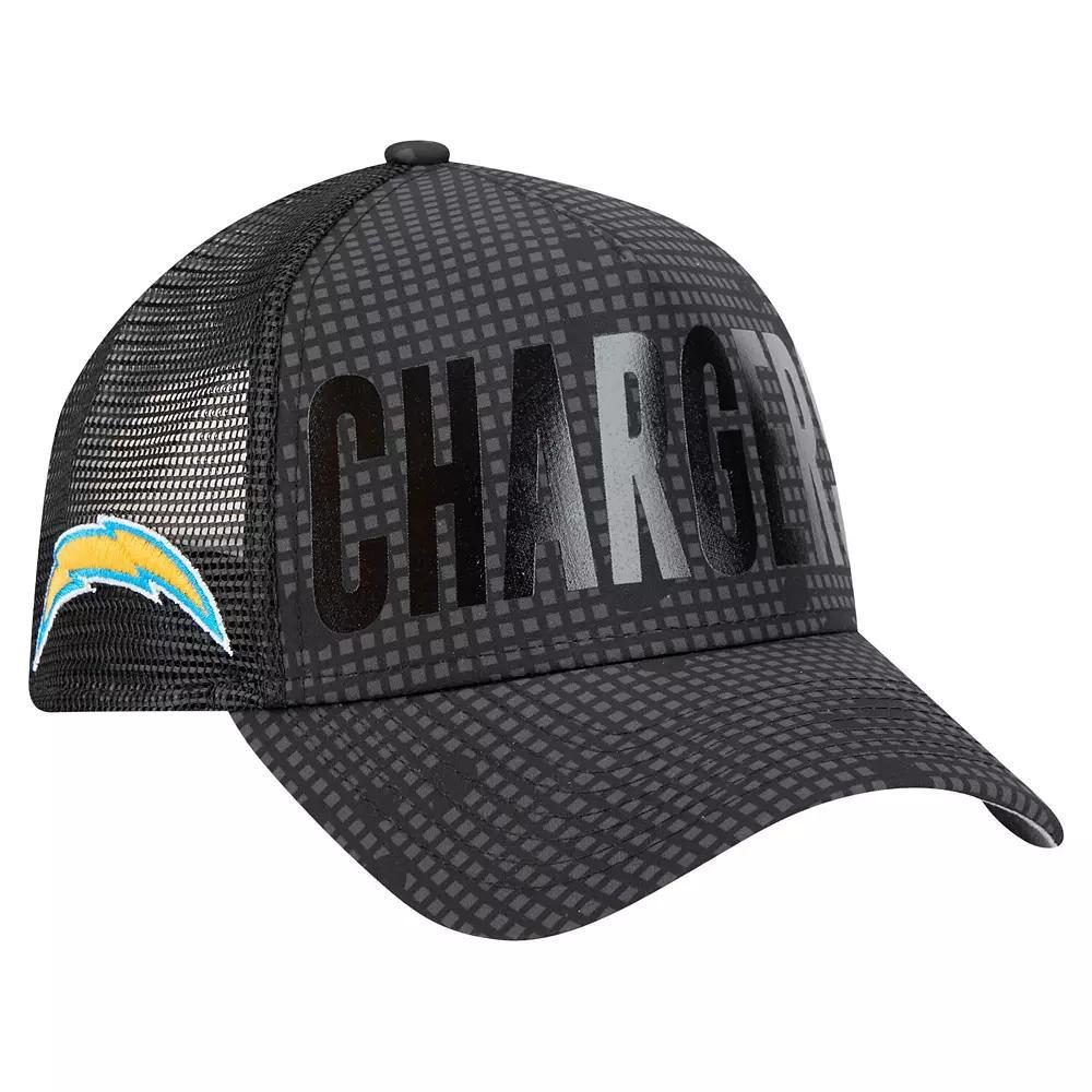 Mens New Era Los Angeles Chargers Midnight Ink Tonal Text A-Frame Trucker 9FORTY Adjustable Hat Product Image