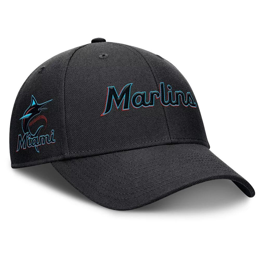Men's Nike Black Miami Marlins Rise Gaberdine Adjustable Hat, Size: Medium/Large Product Image
