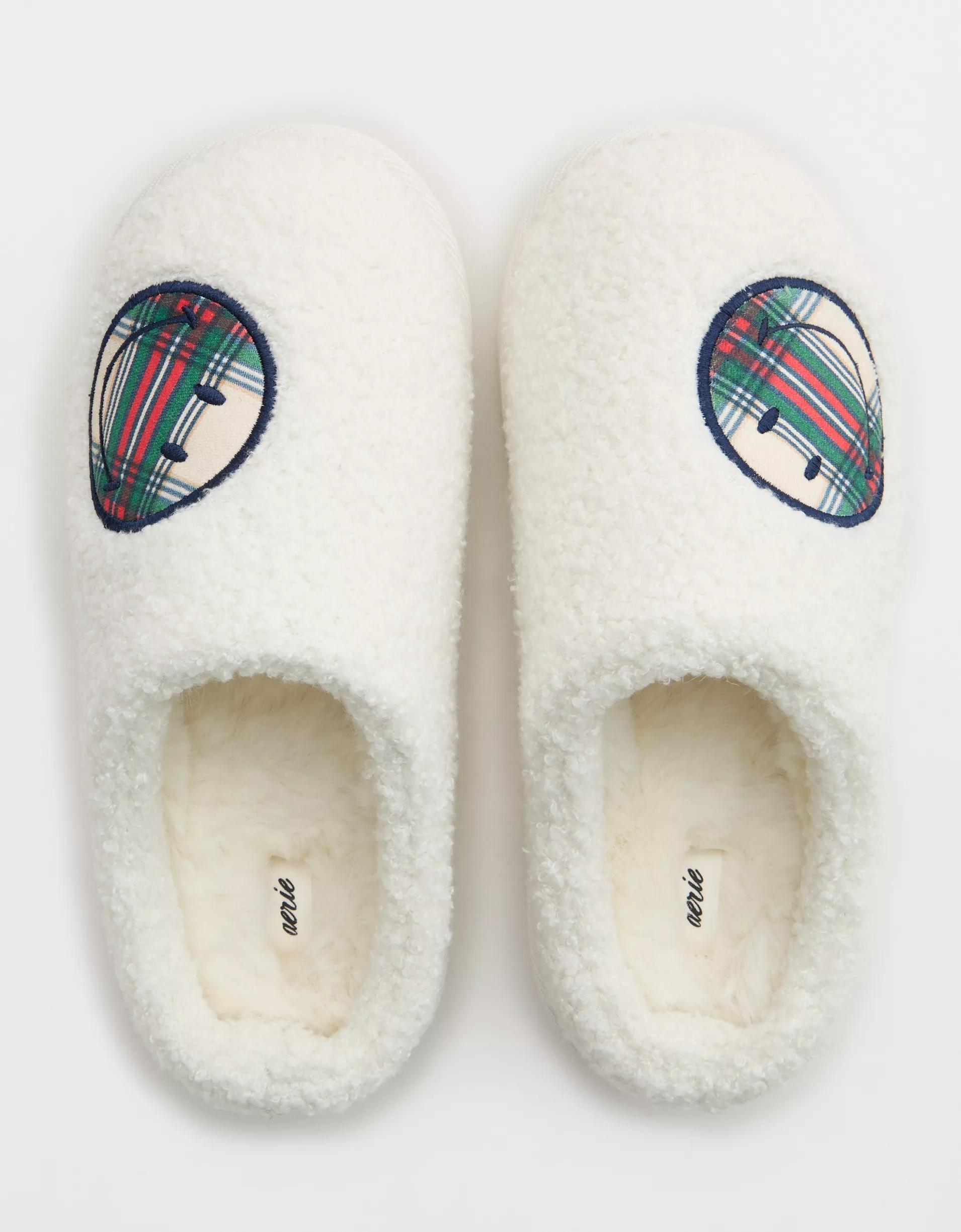 Aerie Smiley® Sherpa Scuff Slippers Product Image