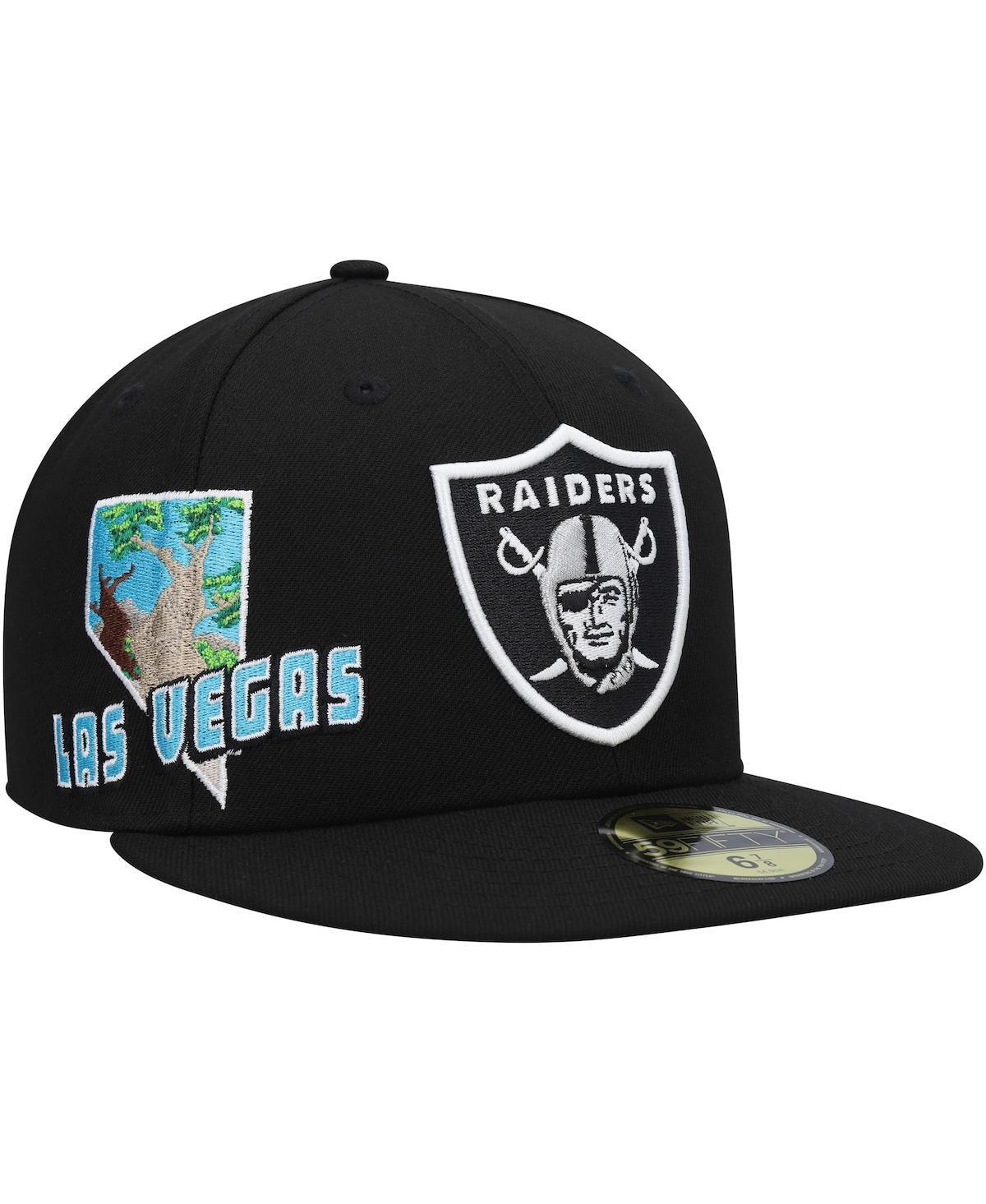 Men's New Era Black Las Vegas Raiders Stateview 59FIFTY Fitted Hat, Size: 8, Lvr Black Product Image