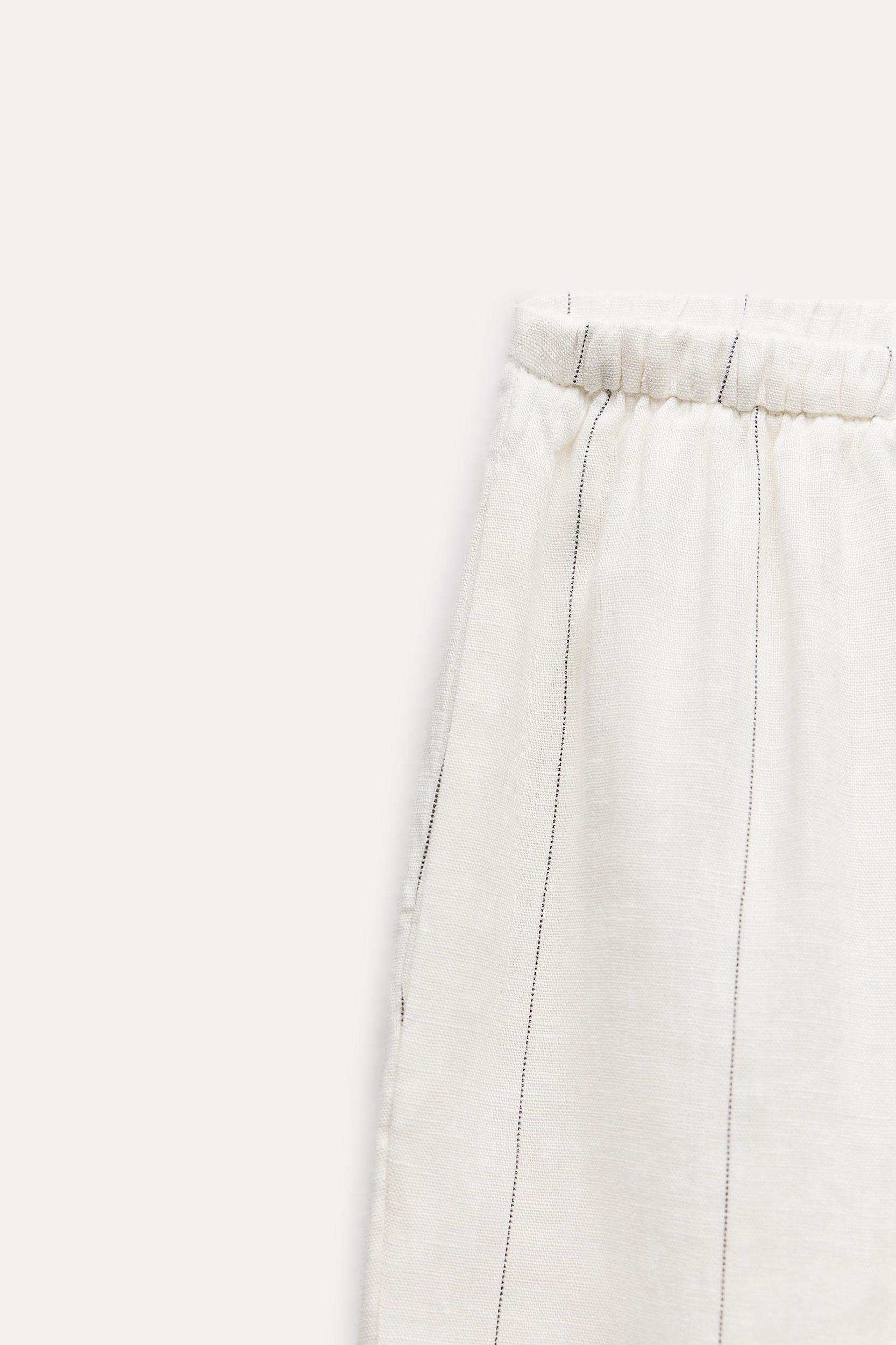 100% LINEN STRIPED PANTS Product Image