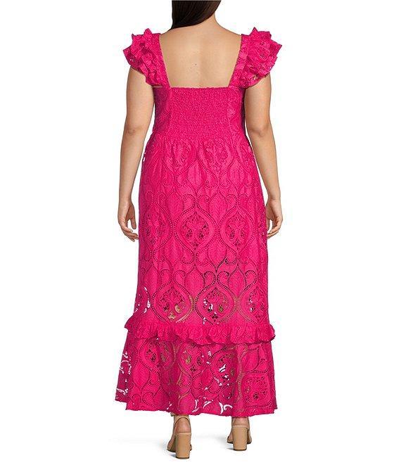 Layered With Love Plus Size Square Neck Sleeveless Ruffle Lace Maxi Dress Product Image