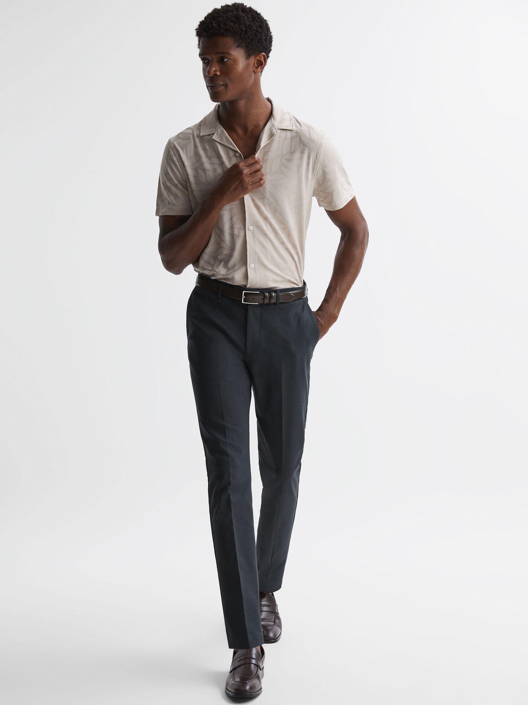 Slim Fit Cotton Blend Chinos in Steel Blue Product Image