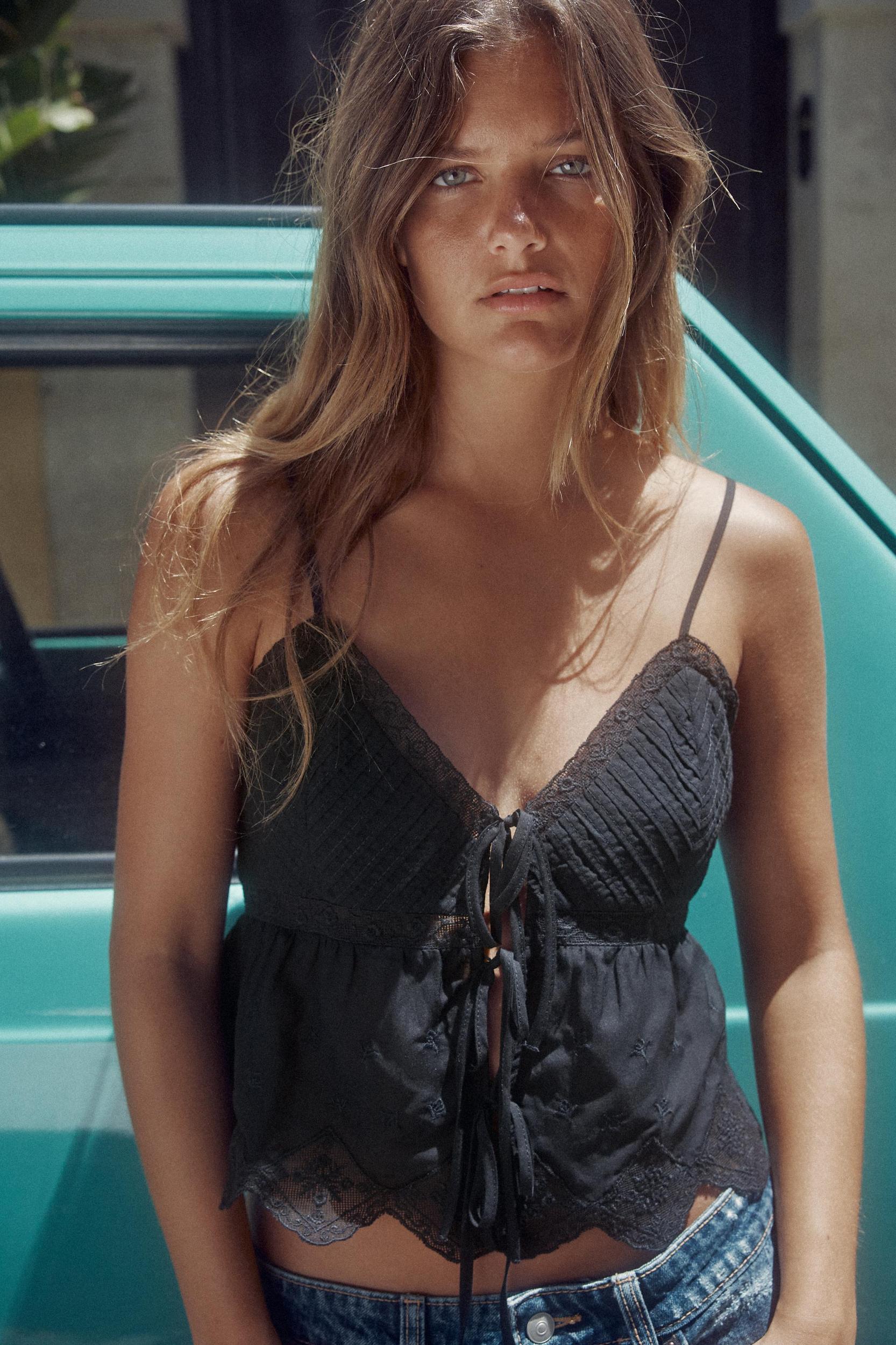 EMBROIDERED STRAPPY TOP Product Image