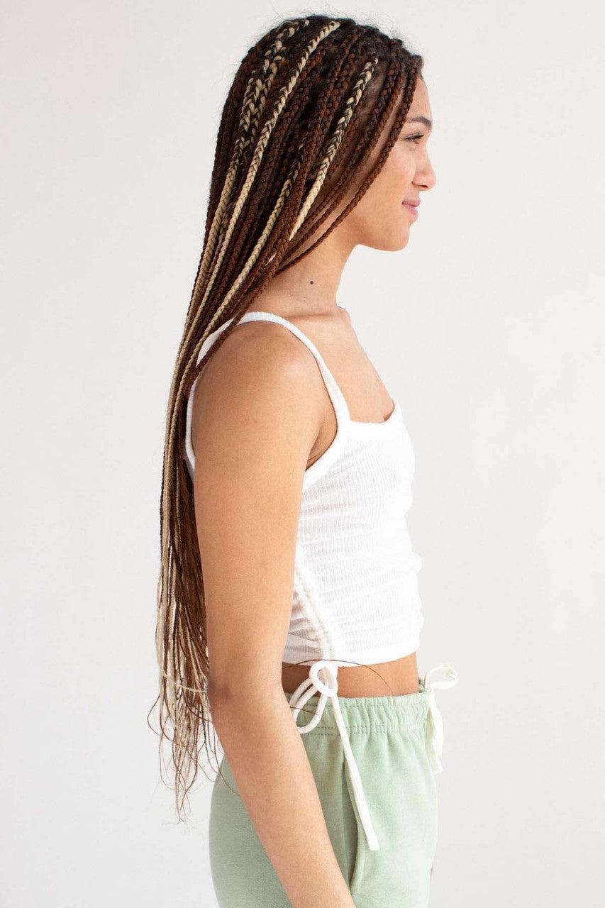 White Ruched Side Ribbed Cami Product Image