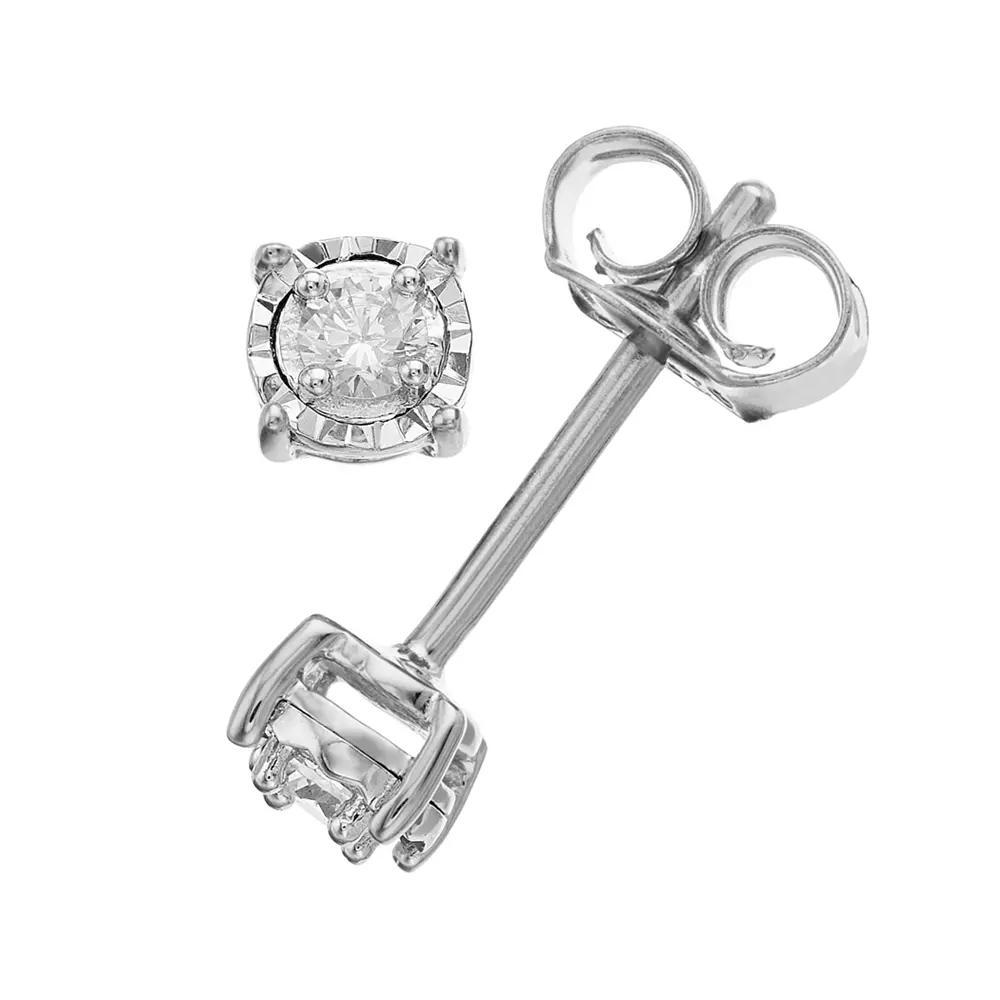 Diamond Brilliance 1/10 Carat T.W. Lab-Grown Diamond Round Miracle Stud Earrings, Womens, Silver Tone Product Image