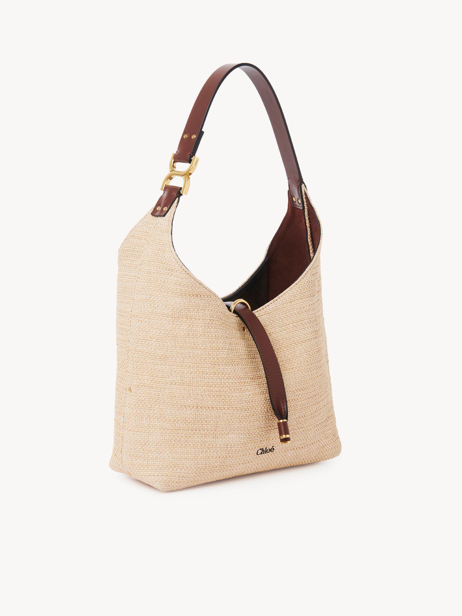 Small Marcie hobo bag in raffia-effect fibers  Product Image